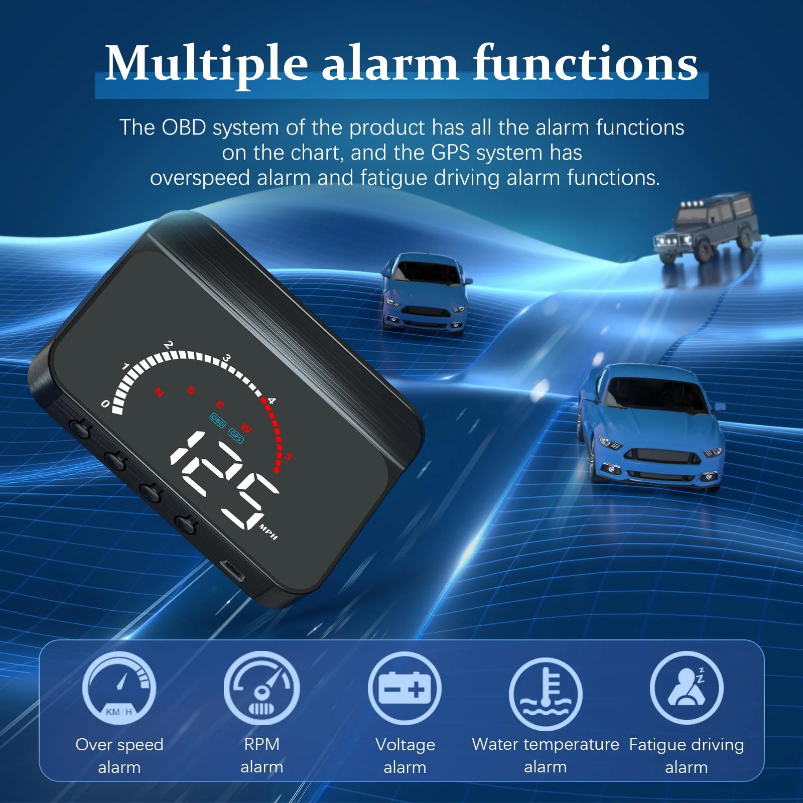 Heads Up Display for Cars Windshield Projection M13, OBD2+GPS Car GPS Speedometer Display Speed, Fuel Consumption, Water Temperature and Multiple Alarm Functions Suitable for All Cars m13plus - Image 4