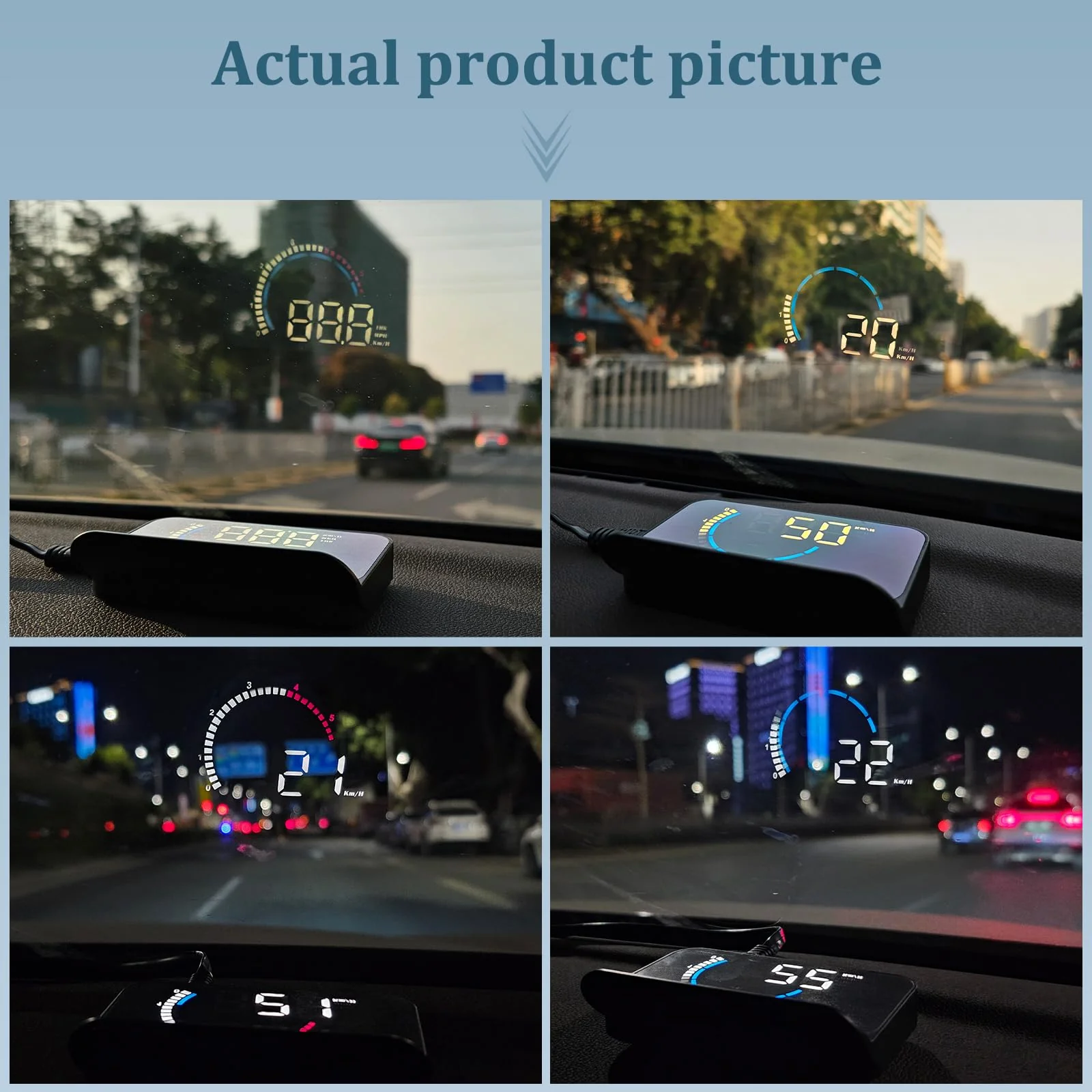 Heads Up Display for Cars Windshield Projection M13, OBD2+GPS Car GPS Speedometer Display Speed, Fuel Consumption, Water Temperature and Multiple Alarm Functions Suitable for All Cars m13plus - Image 7