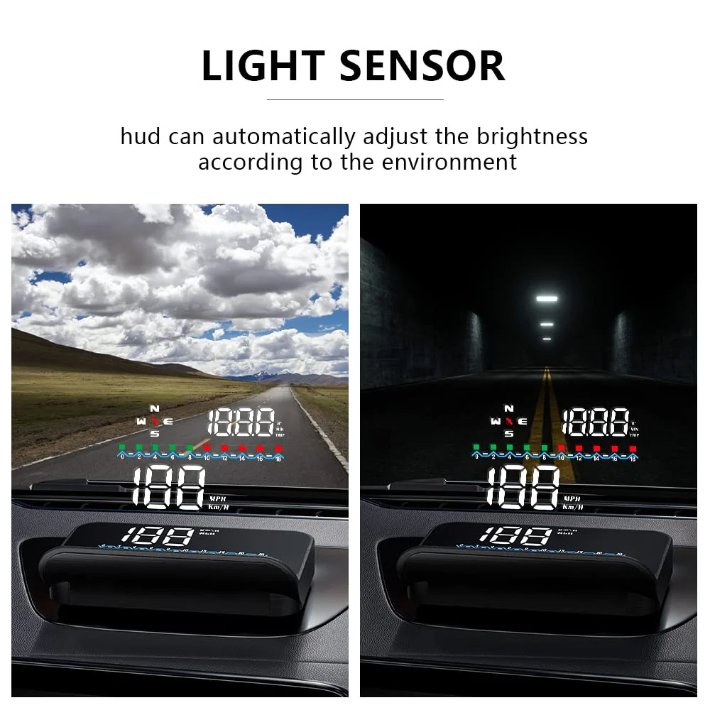 Heads Up Display with GPS Speedometer M19, Universal in-Car HUD with High Speed Warning, Fatigue Driving Alert, Voltage Alarm Speed, Driving Distance and Compass Direction - Image 4