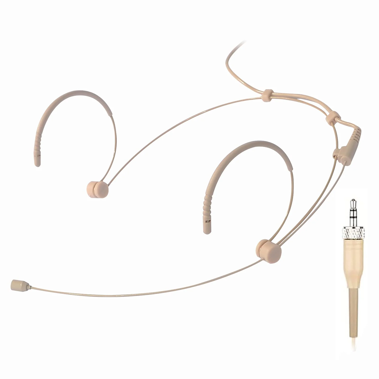 Headset Microphone Discreet Headworn Ear Hook Earset Over The Ear Mic for Sennheiser Wireless Transmitter, Ideal for Lectures, Live Performance, Theater, Podcasts – Beige