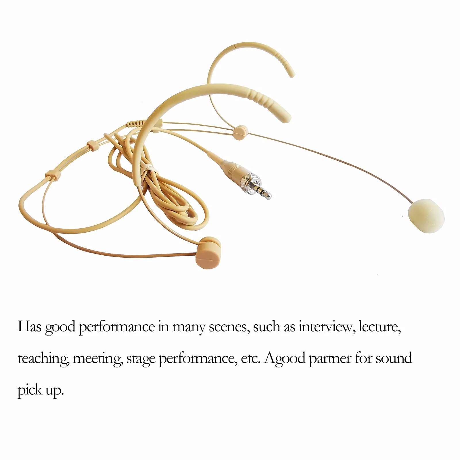 Headset Microphone Discreet Headworn Ear Hook Earset Over The Ear Mic for Sennheiser Wireless Transmitter, Ideal for Lectures, Live Performance, Theater, Podcasts – Beige - Image 5