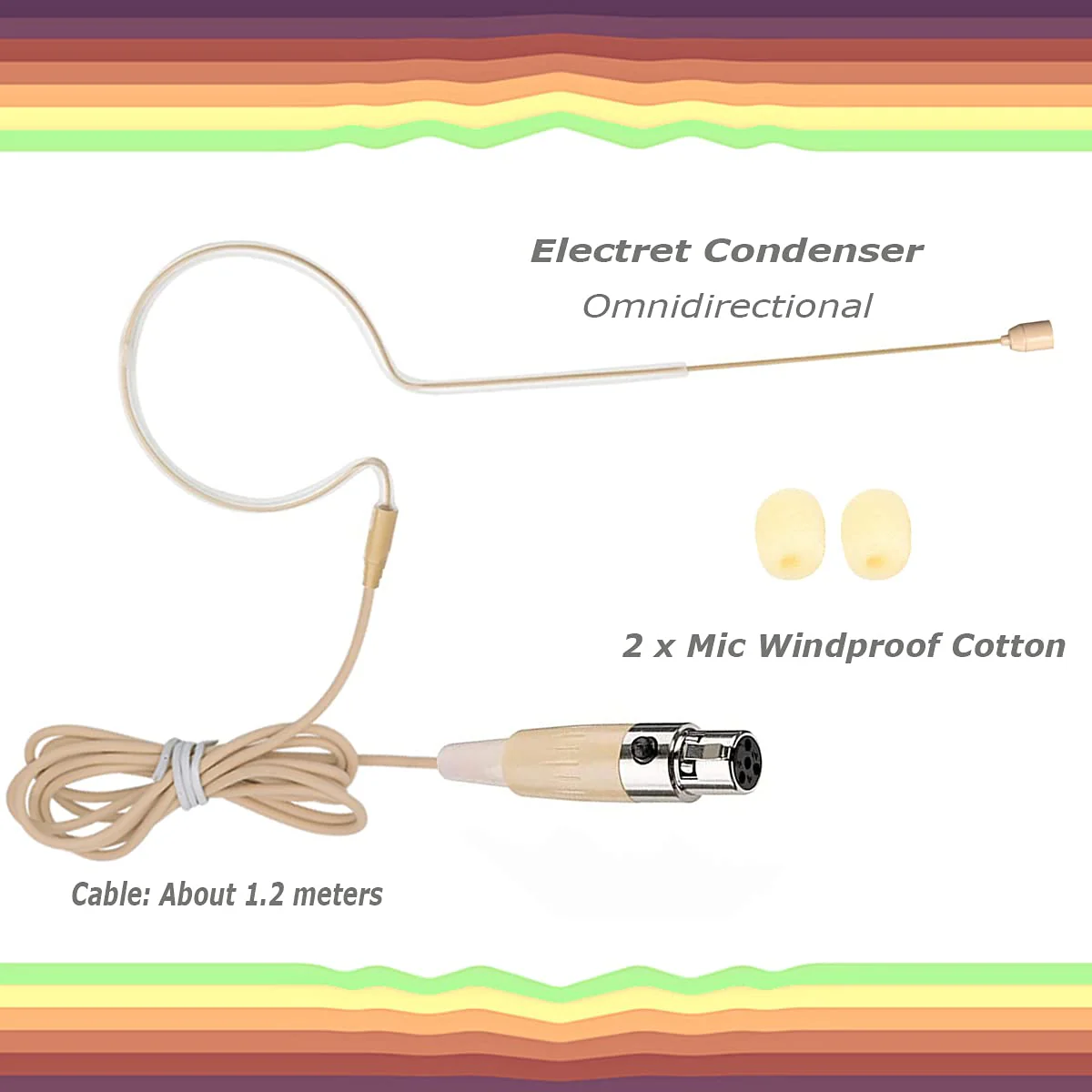 Headset Microphone Single Ear Earset Headworn Over Ear Hanging Condenser Omnidirectional Mic Compatible with Shure Wireless System Bodypack Transmitter with 1.2m Cable Mini XLR 4 Pin TA4F Plug - Image 5