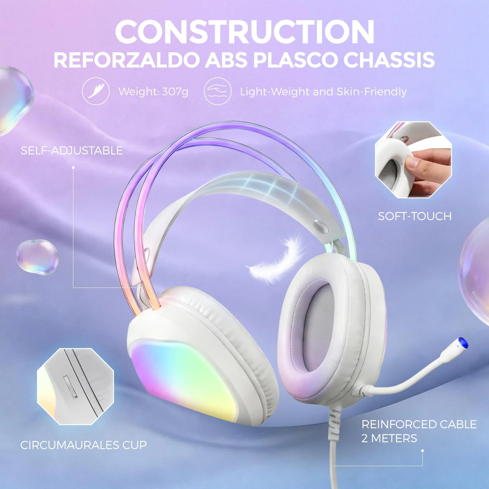 Headset with Mic, RGB Wired Gaming Headset with Surround Sound, Noise Canceling Gaming Headphones for PC, PS5/PS4, Laptop, Mac, Nintendo- HG8959 - Image 5