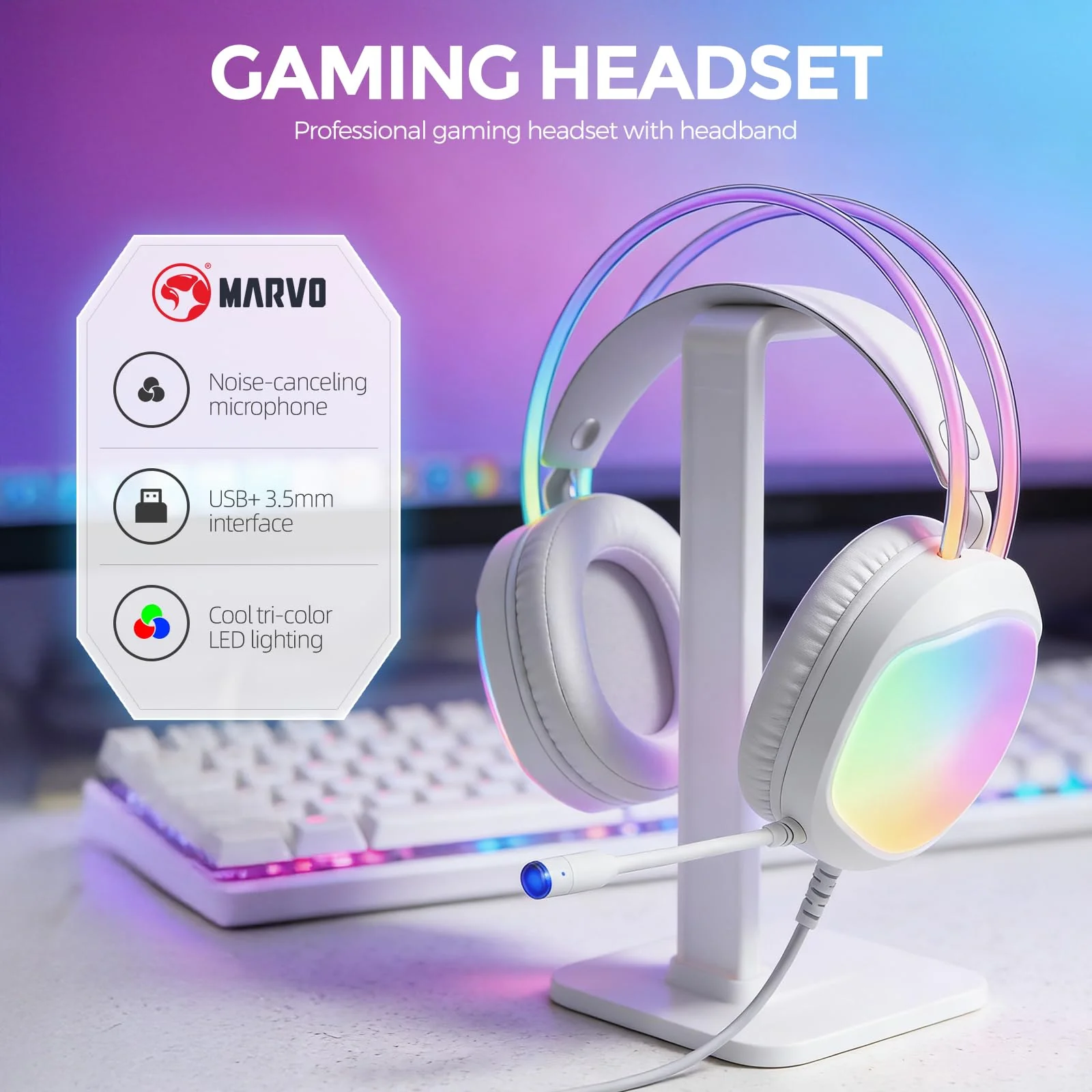 Headset with Mic, RGB Wired Gaming Headset with Surround Sound, Noise Canceling Gaming Headphones for PC, PS5/PS4, Laptop, Mac, Nintendo- HG8959 - Image 7