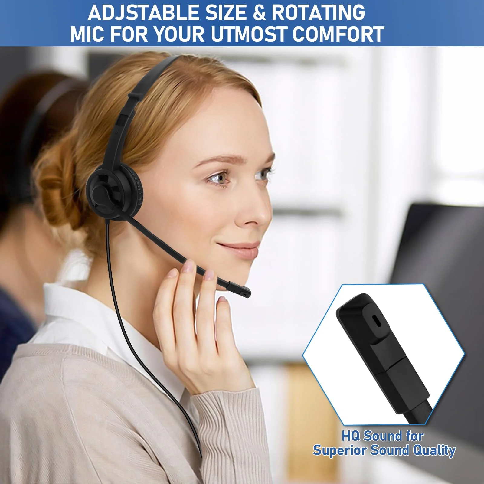 Headsets with Microphone 5 Pack Bulk- Noise Canceling Computer Headphones for School, Office, Meetings, Chat, 3.5mm Wired PC Headphones with Rotating Mic Works for Laptop LS06-5 Pack - Image 3