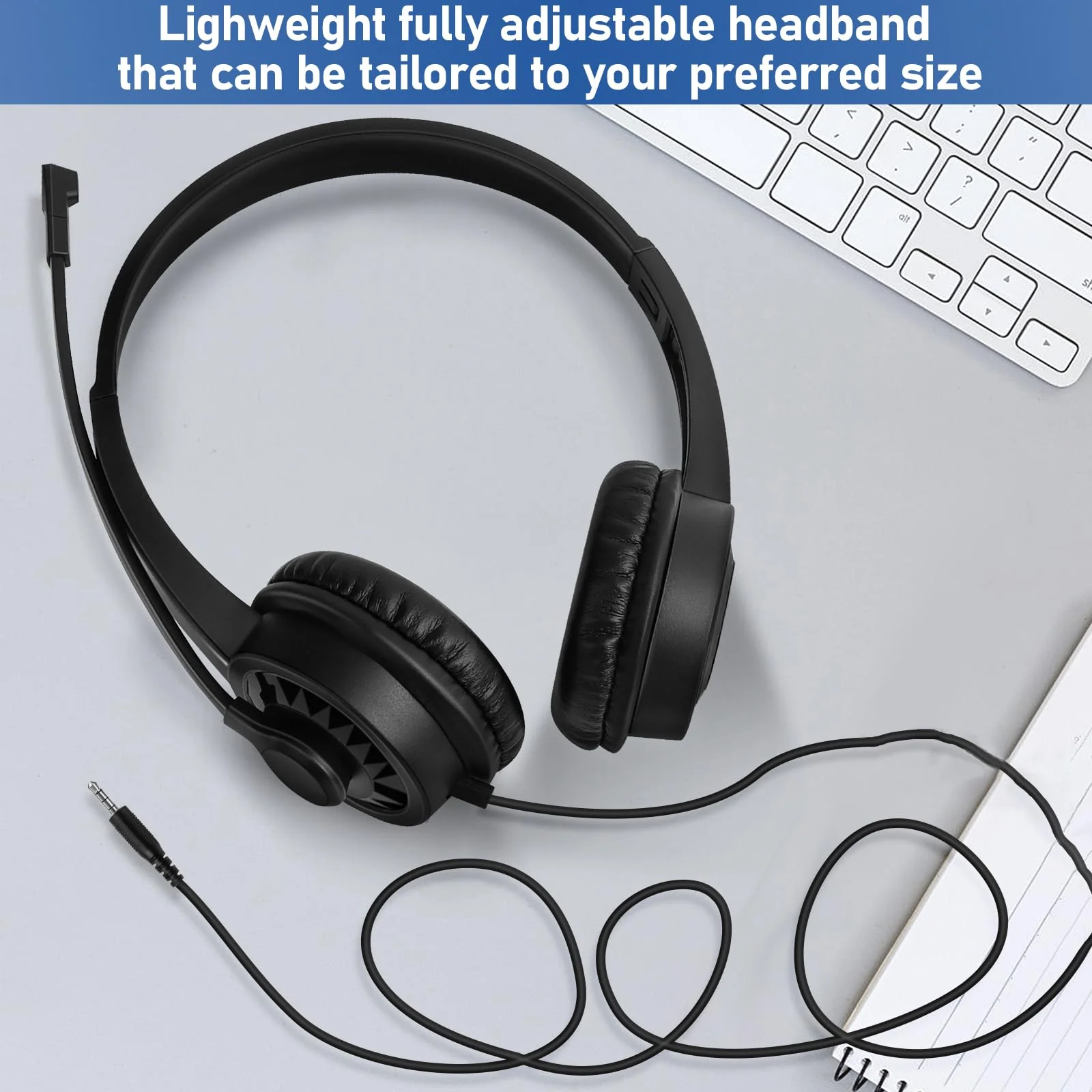 Headsets with Microphone 5 Pack Bulk- Noise Canceling Computer Headphones for School, Office, Meetings, Chat, 3.5mm Wired PC Headphones with Rotating Mic Works for Laptop LS06-5 Pack - Image 7
