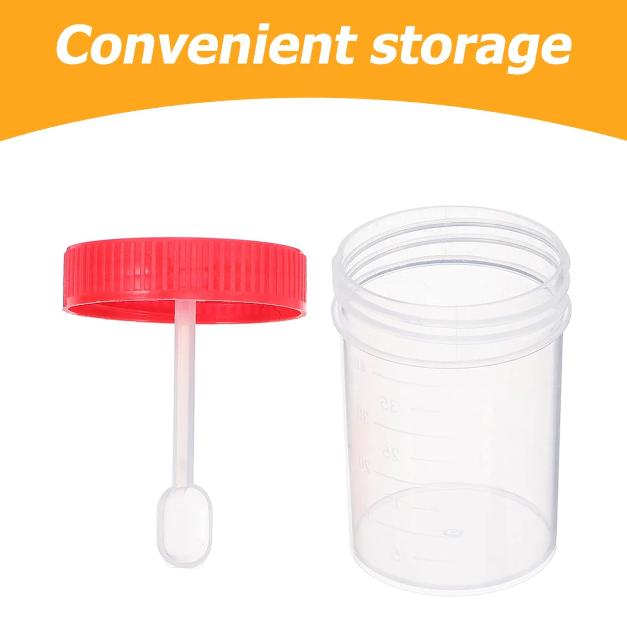 Healifty 50 Pcs Screw On Sample Cups with Spoon Stool Sealed Container Sample Tube 40ml - Image 2