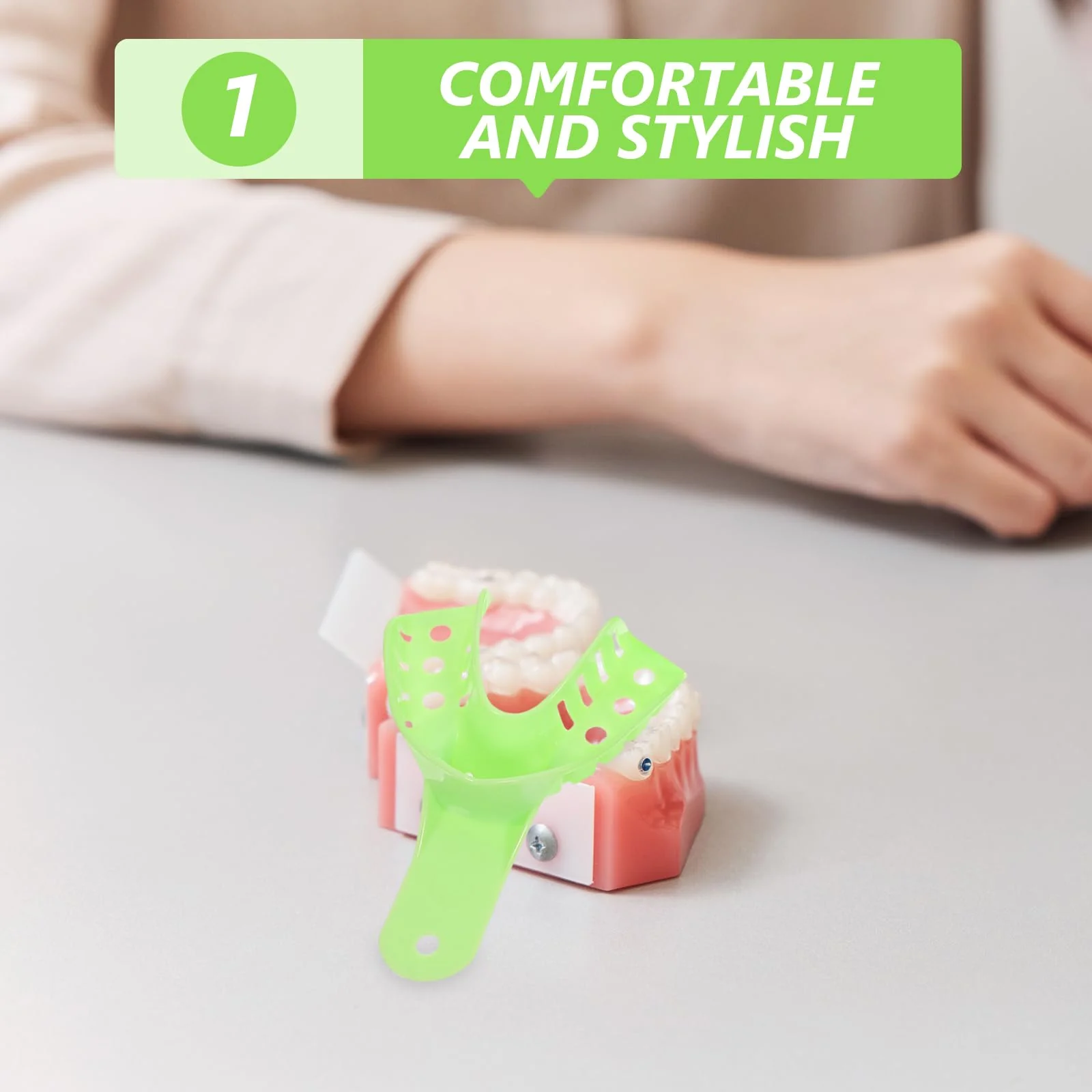 Healifty Dental Disposable Trays Impression Spoons Pack of 10 (Light Green) - Image 4