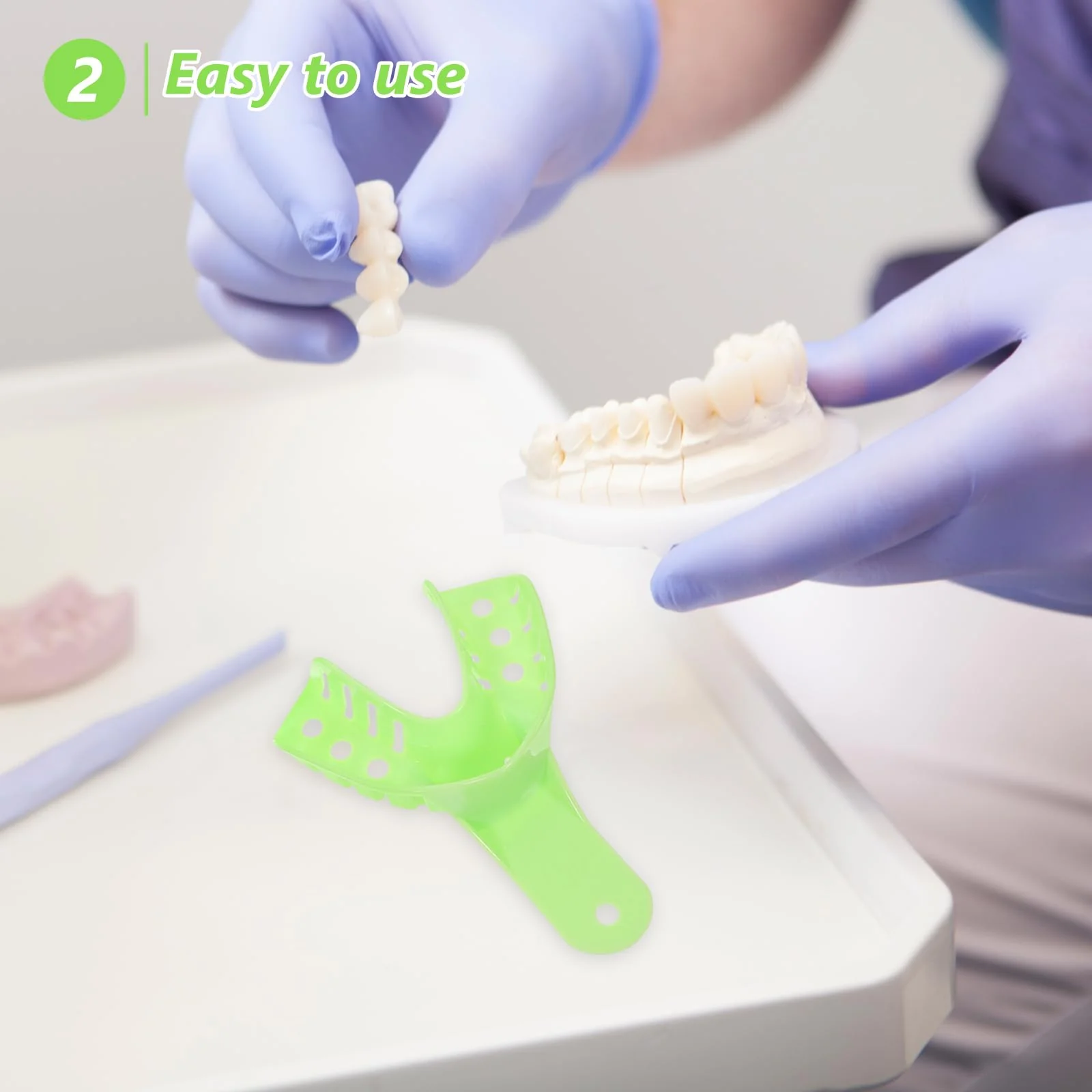 Healifty Dental Disposable Trays Impression Spoons Pack of 10 (Light Green) - Image 5