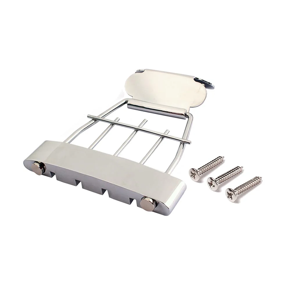 Healifty Four-String Pull-up Board Sturdy Zinc Alloy Guitar Tailpiece for Jazz Archtop Bass Easy Installation Replacement Parts 4.33 X 3.22 X 0.43 Inches - Image 9