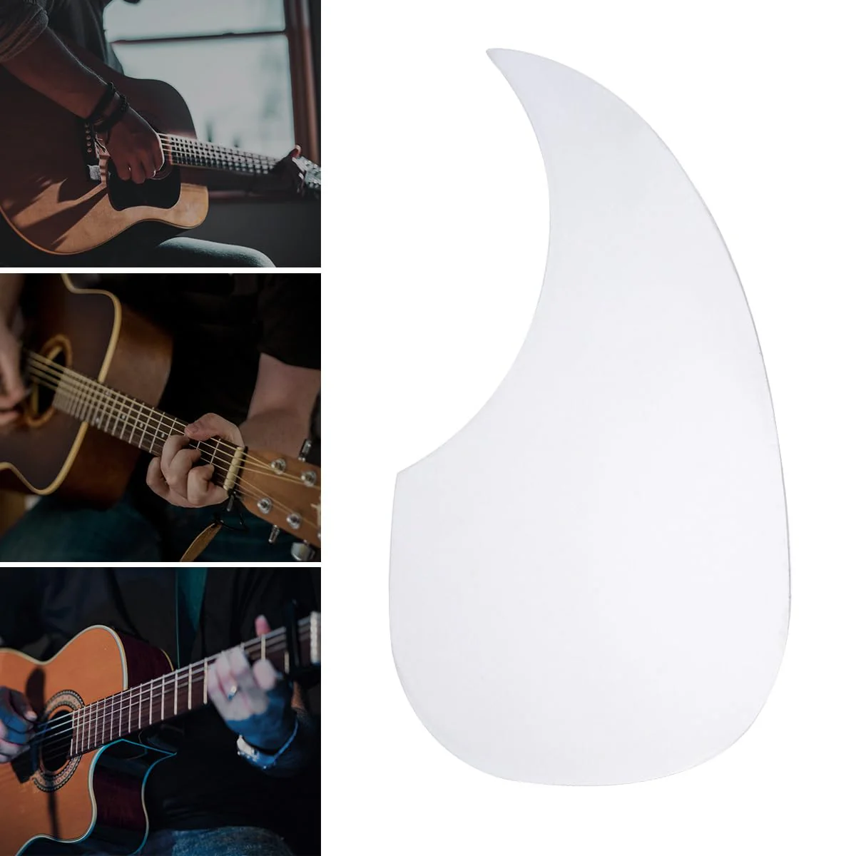 Healifty Guitar Pickguard Clear Plastic Water Drop Shape Pickup Pickguard Scratch Plate for 40-41 Inch Folk Acoustic Electric Guitar (White) - Image 2