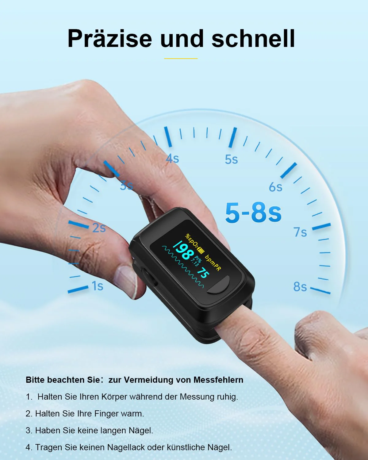 HealthTree Blood Oxygen Monitor Finger for Adults Portable Oxygen Monitor with OLED Screen Includes Lanyard black - Image 3