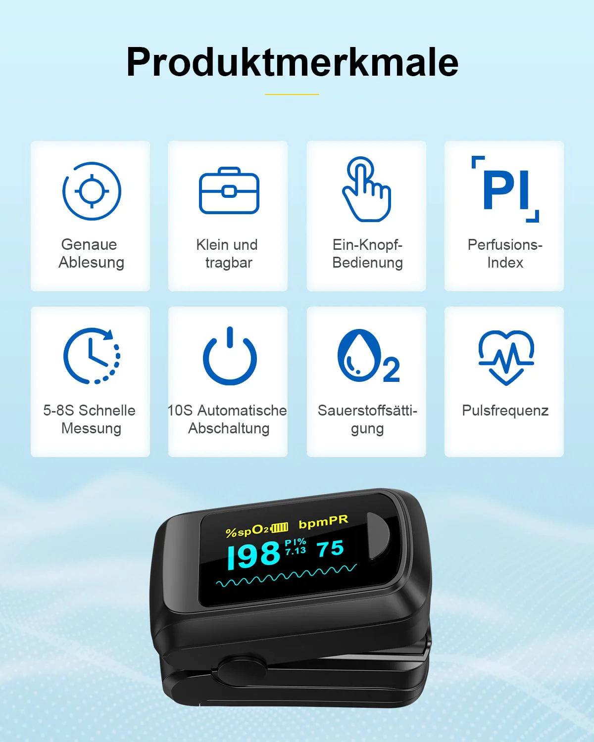 HealthTree Blood Oxygen Monitor Finger for Adults Portable Oxygen Monitor with OLED Screen Includes Lanyard black - Image 5