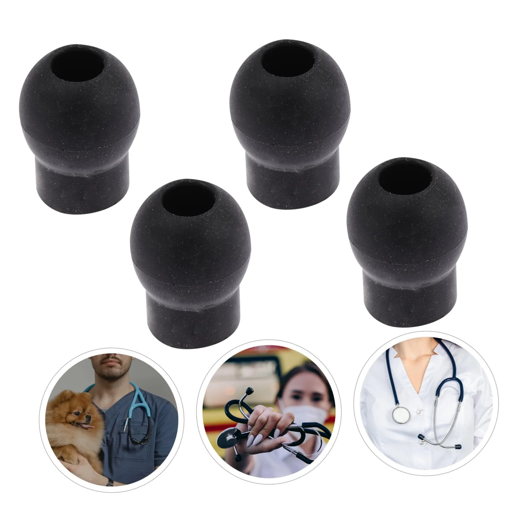 Healvian Pack of 4 Ear Plugs Accessories Ear Plugs Non Medical Not Medical Not Medical Soft Ear Tips Replacement Earplugs Not Medical Not Medical Not 1.5x1.2cm black - Image 4
