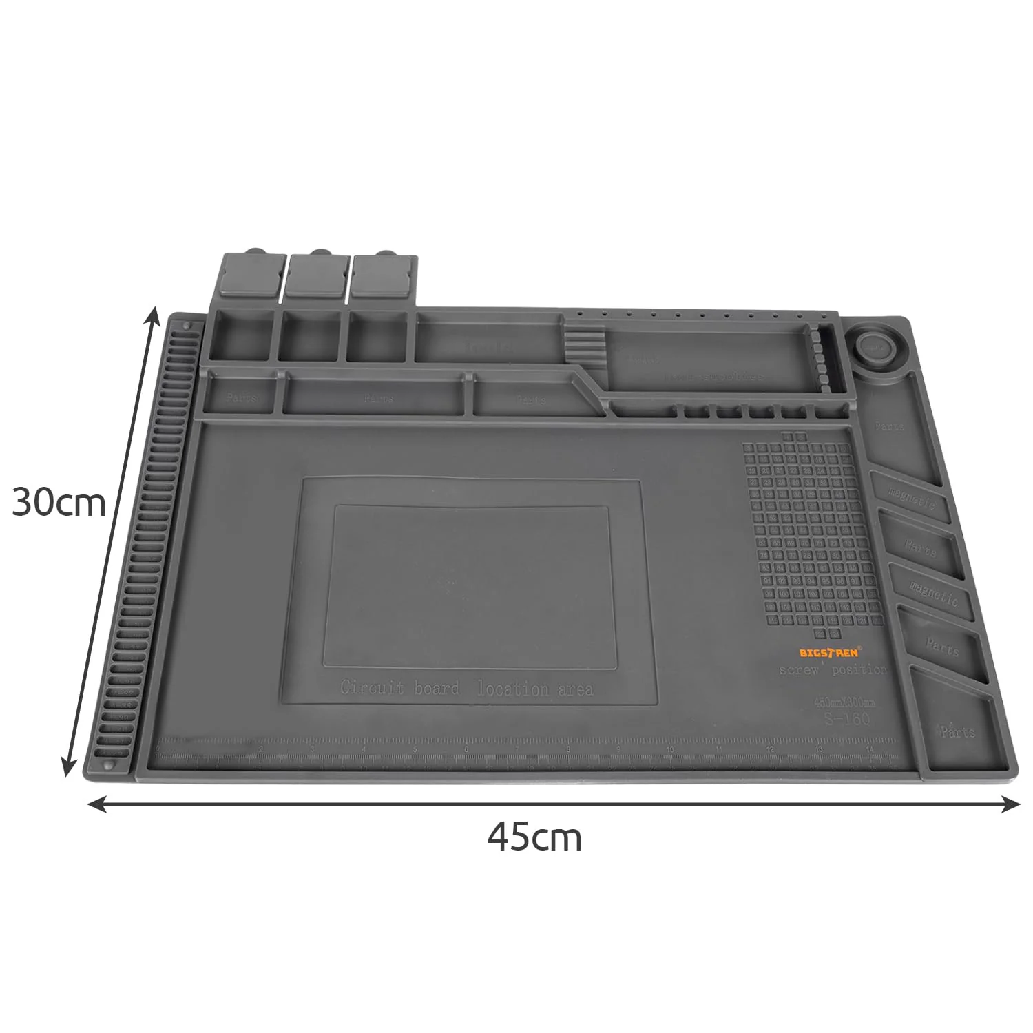 Heat Resistant Magnetic Repair & Soldering Mat Silicone 30 x 45 cm Grey 22727 - Image 2