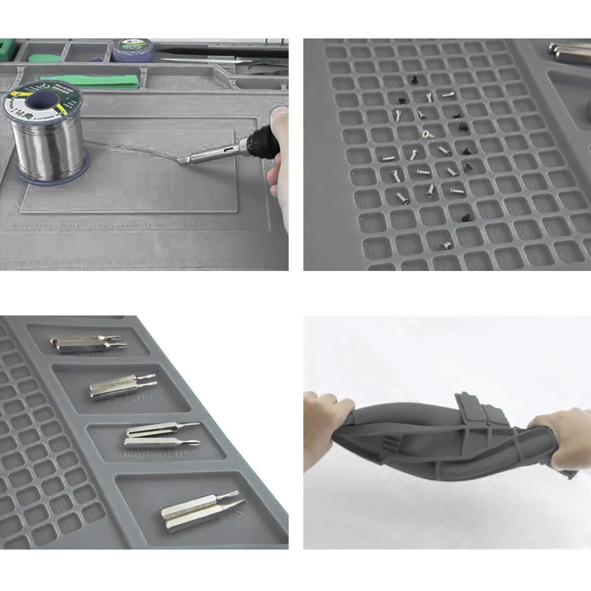 Heat Resistant Magnetic Repair & Soldering Mat Silicone 30 x 45 cm Grey 22727 - Image 3