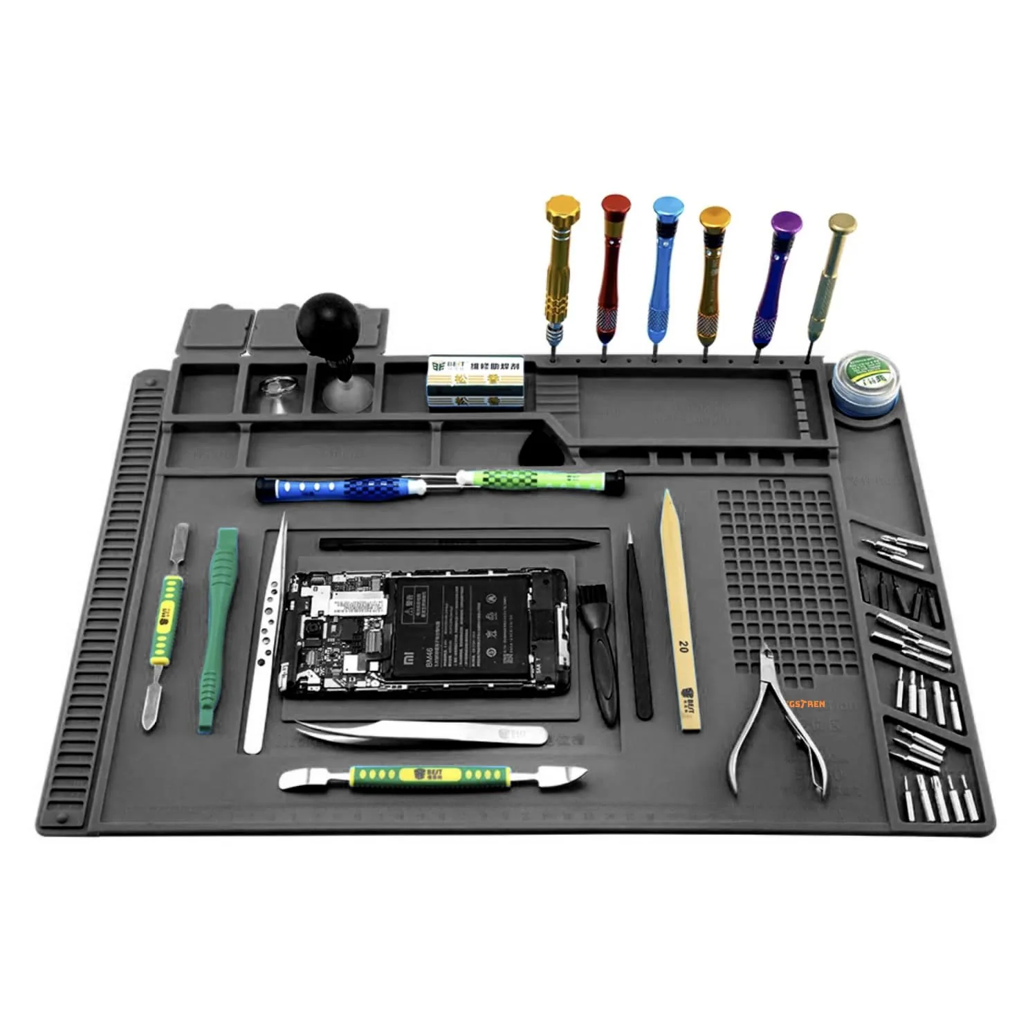 Heat Resistant Magnetic Repair & Soldering Mat Silicone 30 x 45 cm Grey 22727 - Image 8