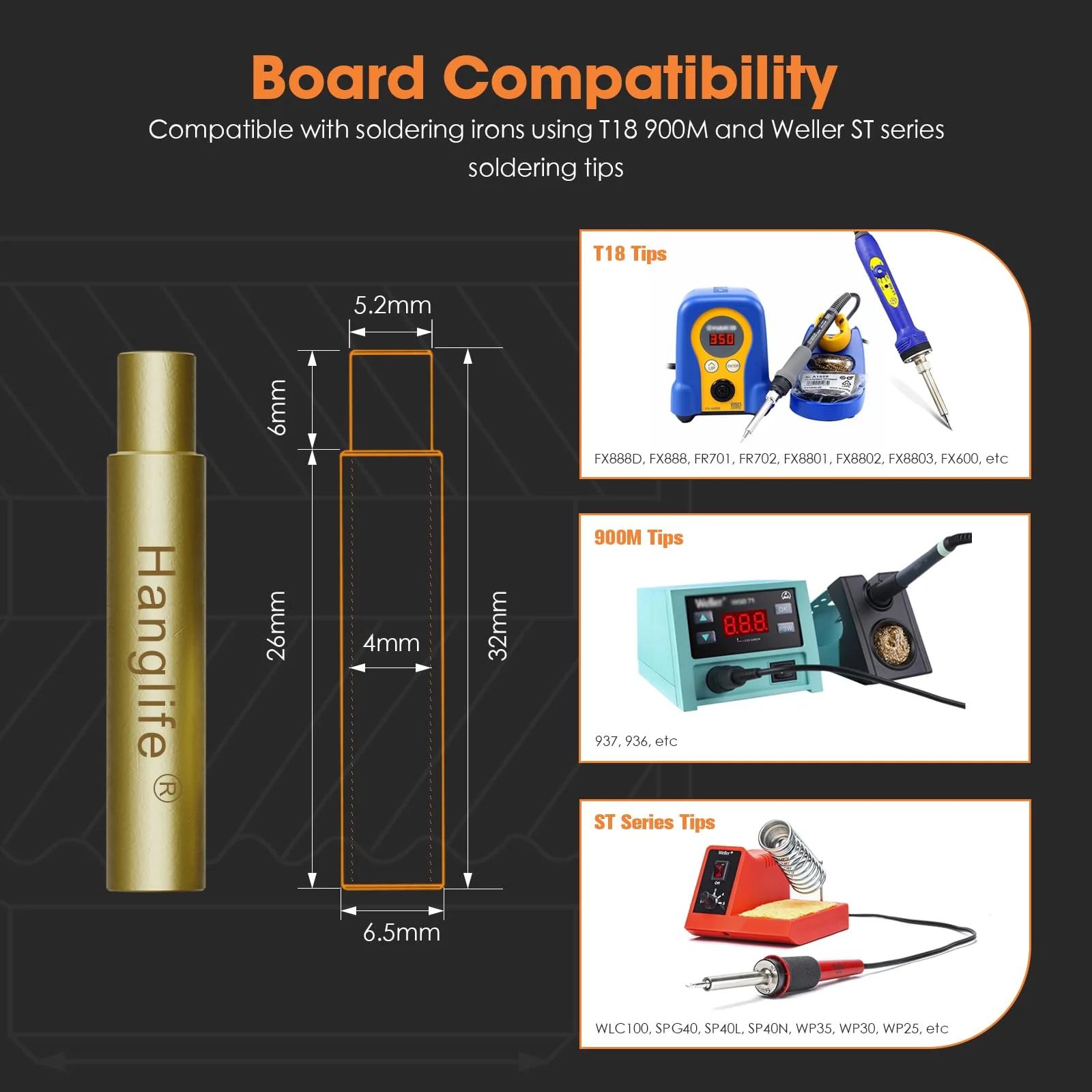 Heat-Set Insert Tips for Threaded Inserts M2 M2.5 M3 M4 M5 M6 M8, Soldering Iron Tips Compatible with Weller SP40NUS/Hakko FX-888D/900M/T18 Irons- Press Tool for Plastic 3D Printer Components Tip Change - 7 Sizes - Image 3