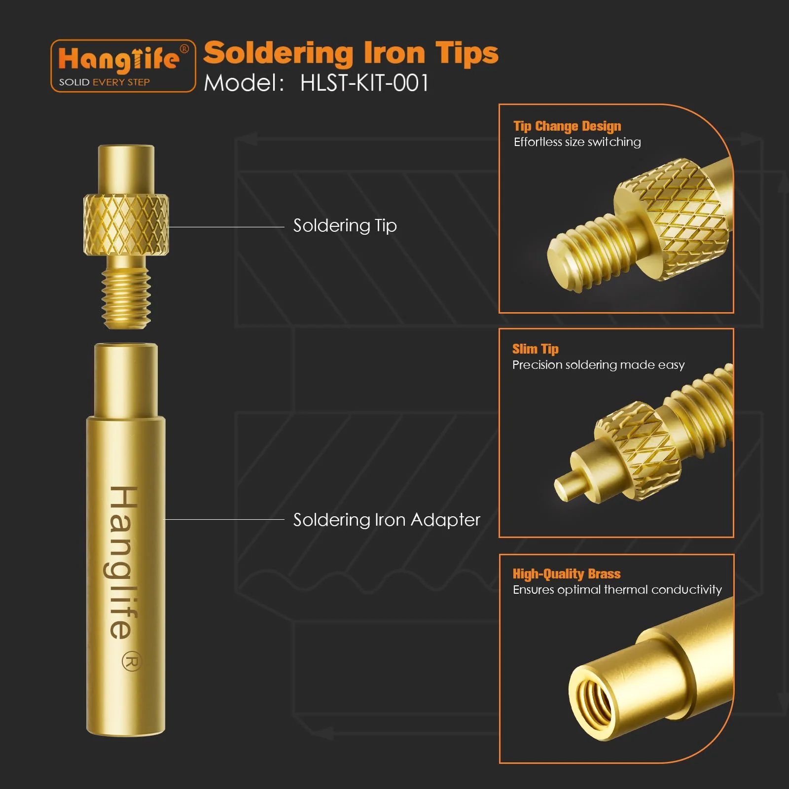 Heat-Set Insert Tips for Threaded Inserts M2 M2.5 M3 M4 M5 M6 M8, Soldering Iron Tips Compatible with Weller SP40NUS/Hakko FX-888D/900M/T18 Irons- Press Tool for Plastic 3D Printer Components Tip Change - 7 Sizes - Image 5