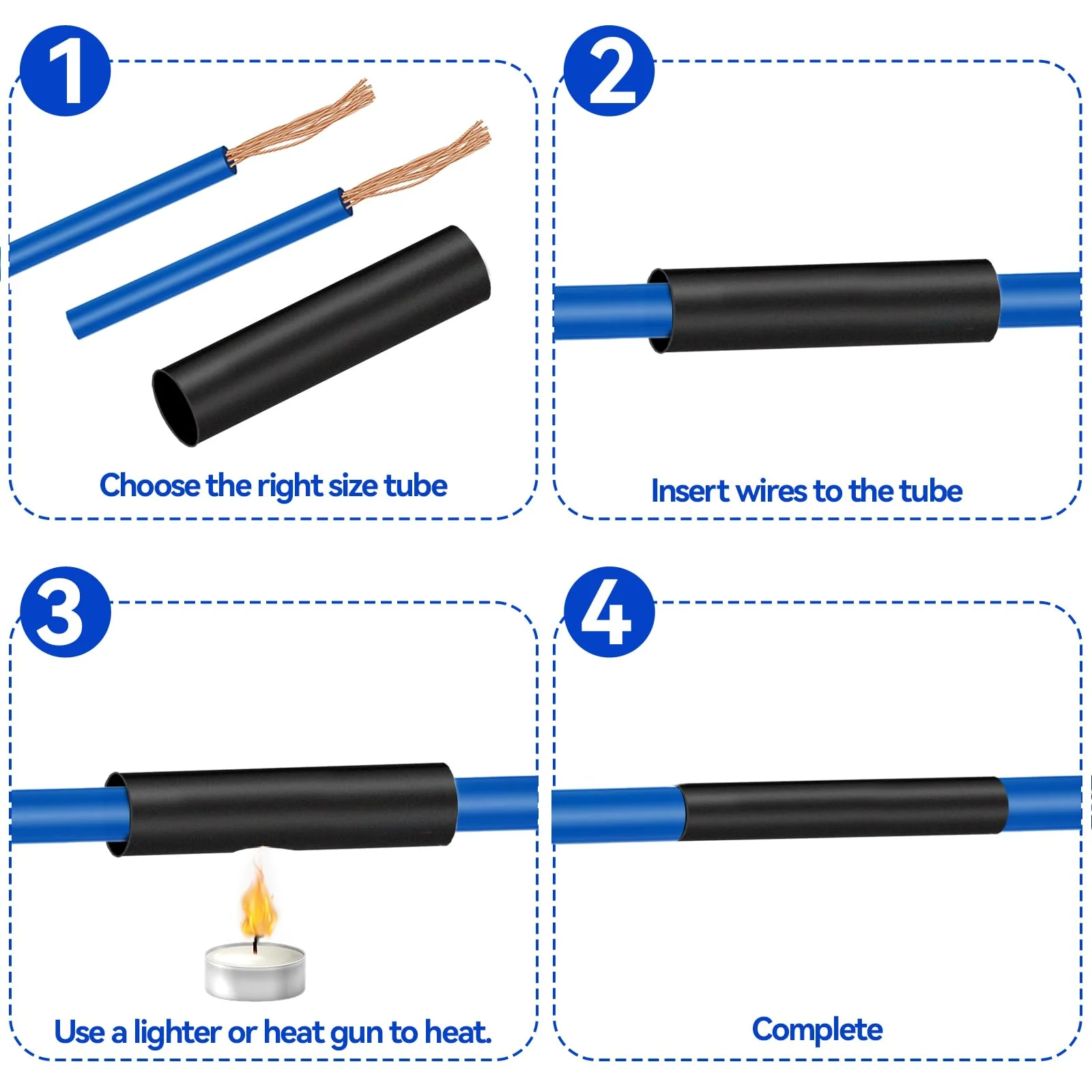 Heat Shrink Tube, Heat Shrink Tube with Adhesive, 4:1 Heat Shrink Tubes, Waterproof, Heat Shrink Tube Black for Cable Insulation, Marking, Cable Bundling, Repairs (20 mm x 2 m) 20MM*2M - Image 6