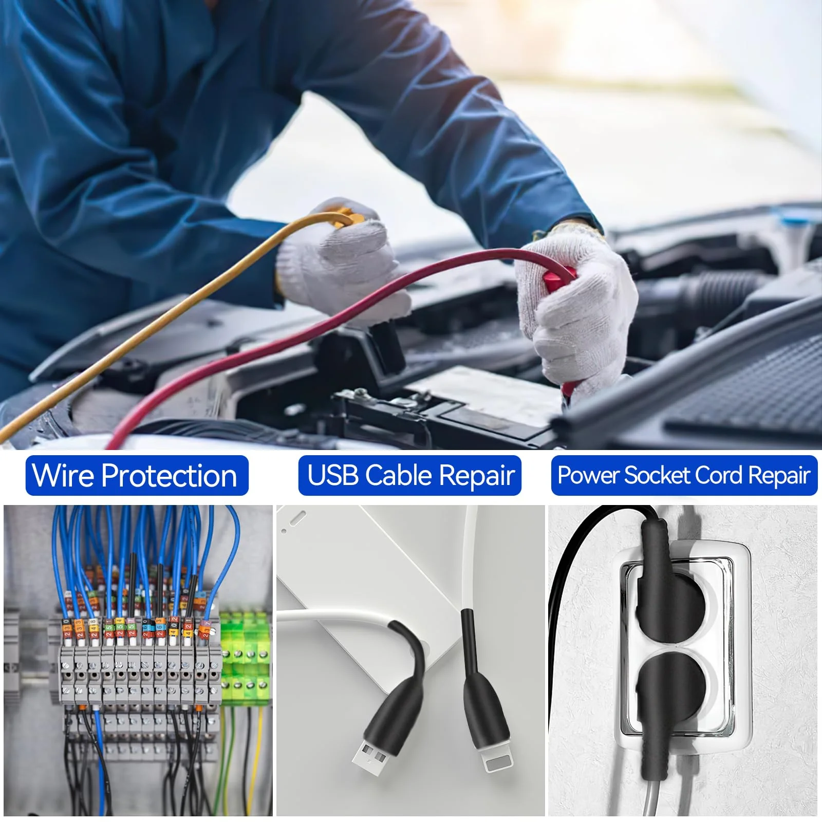 Heat Shrink Tube, Heat Shrink Tube with Adhesive, 4:1 Heat Shrink Tubes, Waterproof, Heat Shrink Tube Black for Cable Insulation, Marking, Cable Bundling, Repairs (20 mm x 2 m) 20MM*2M - Image 8
