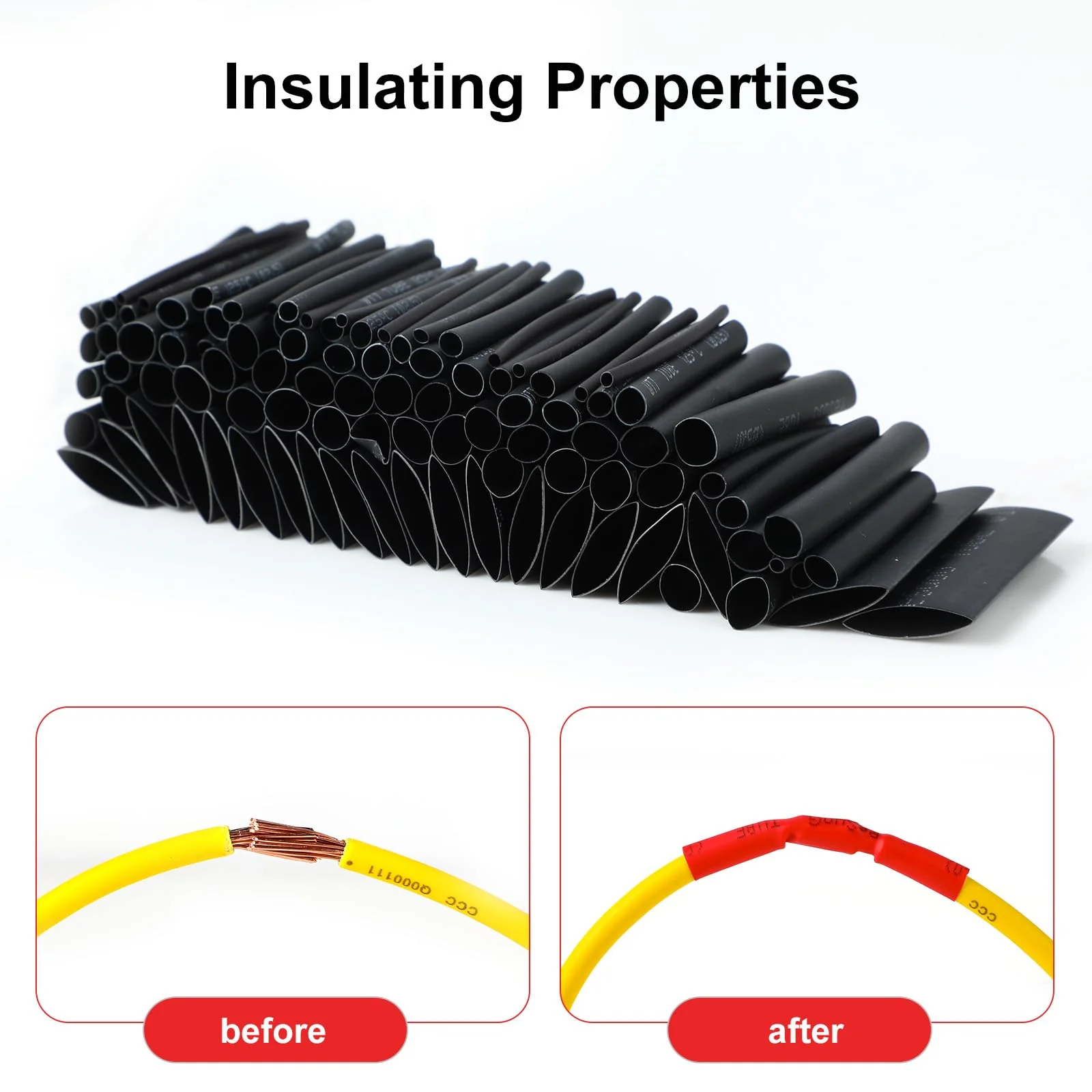 Heat Shrink Tube Set, Heat Shrink Tubing 2:1 Ratio, 580 Pieces Heat Shrink Tubing, for Connecting, Rust Protection, Water Resistance and Insulation of Cables in Households or Industries - Image 4