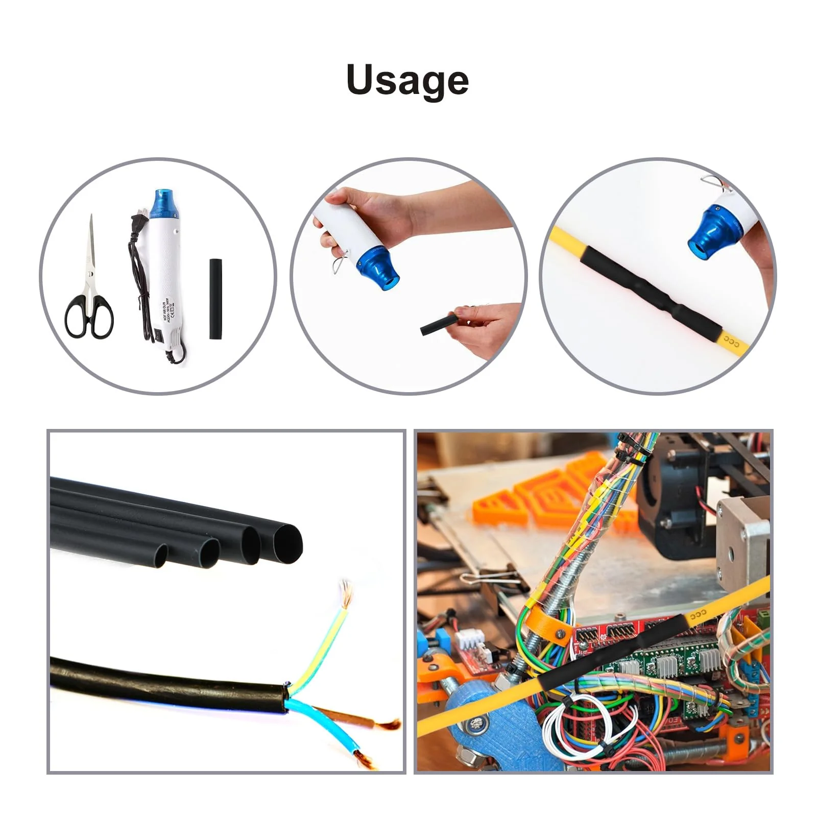 Heat Shrink Tube Set, Heat Shrink Tubing 2:1 Ratio, 580 Pieces Heat Shrink Tubing, for Connecting, Rust Protection, Water Resistance and Insulation of Cables in Households or Industries - Image 7