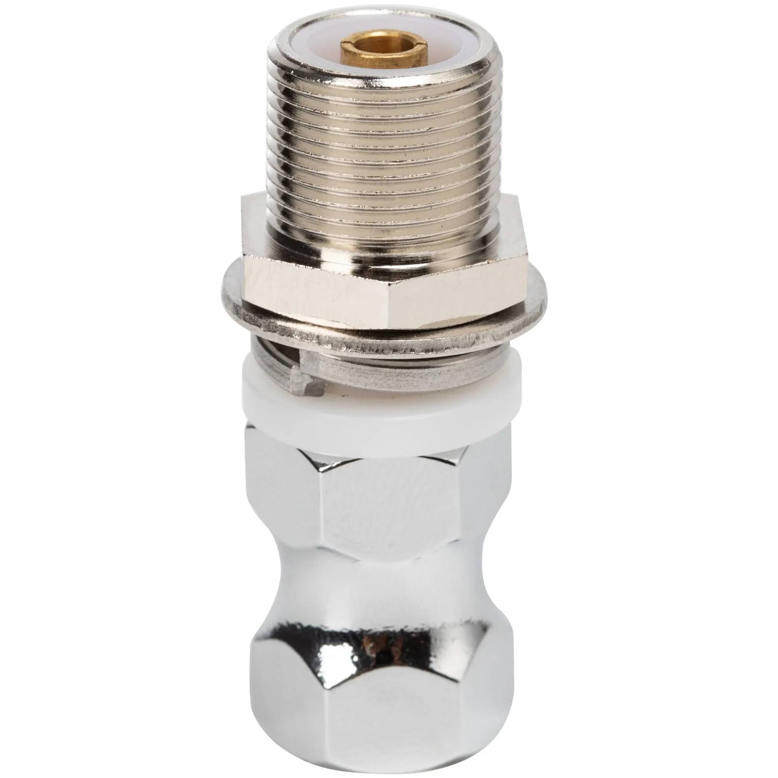 Heavy Duty SO-239 Stud Mount for CB Radio Antenna Standard 3/8 x 24 Threaded Antenna Stud Mount Adapter CB SO239 Stud Mount for Any 1/2" Hole Silver - Image 2