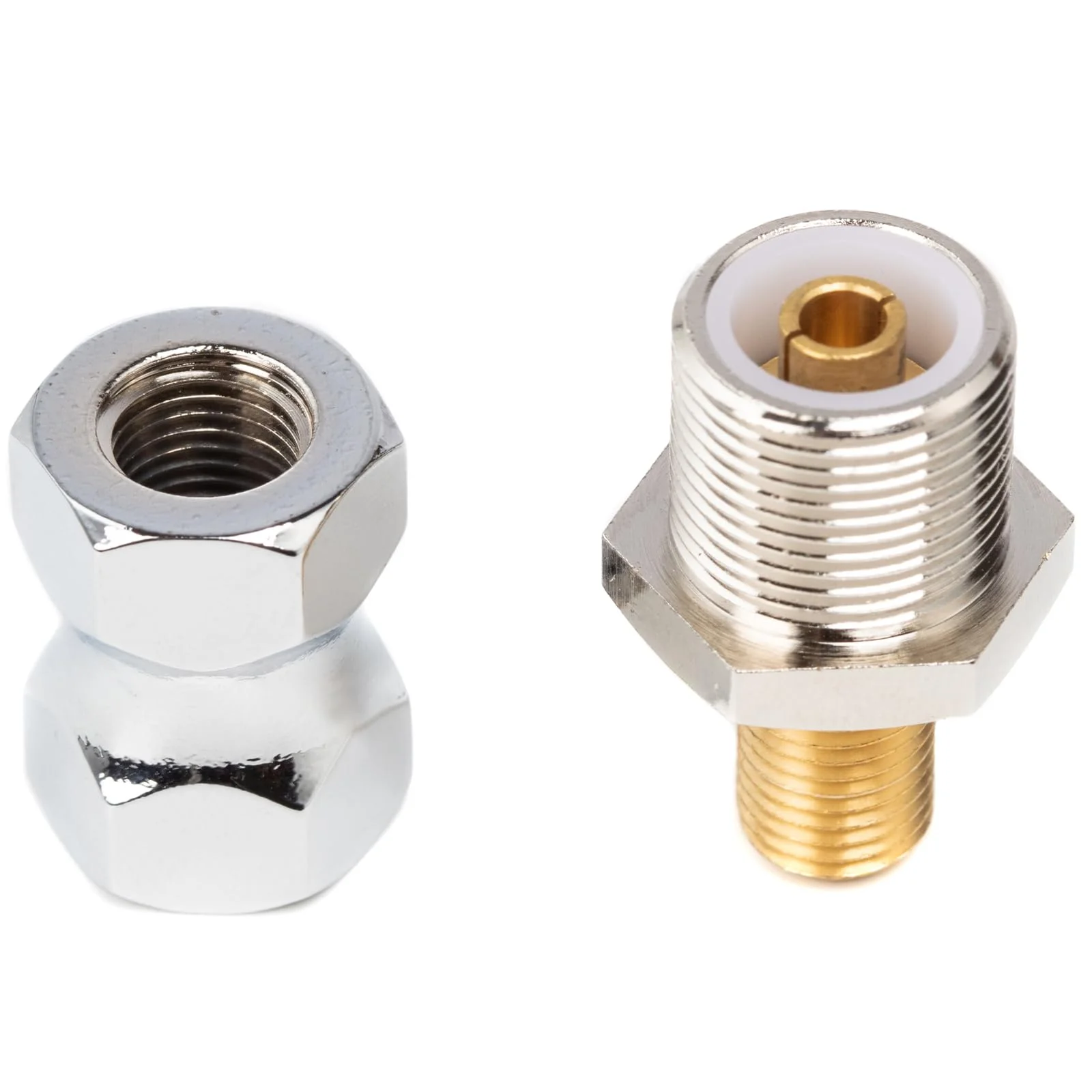 Heavy Duty SO-239 Stud Mount for CB Radio Antenna Standard 3/8 x 24 Threaded Antenna Stud Mount Adapter CB SO239 Stud Mount for Any 1/2" Hole Silver - Image 6