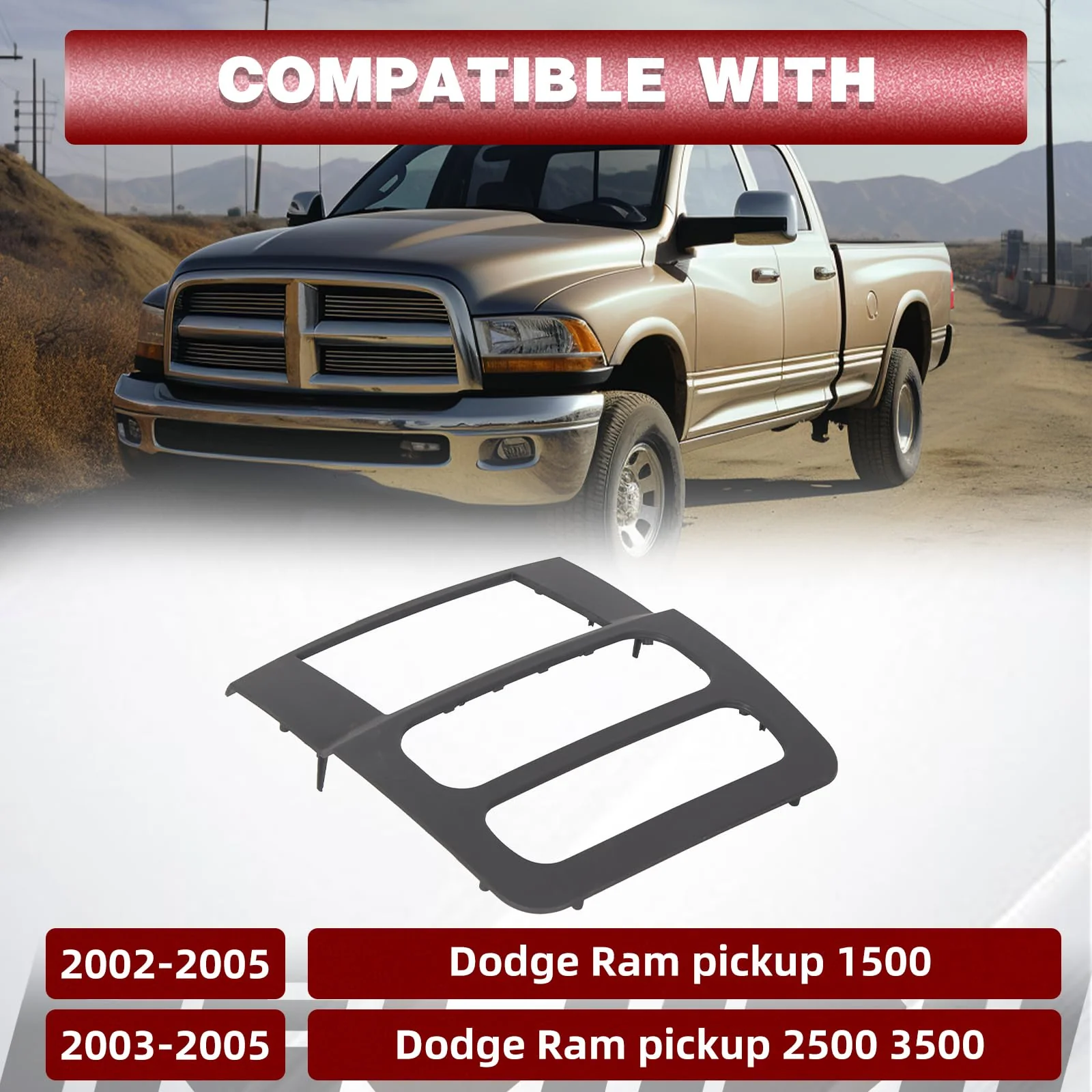 HECASA Double Din Radio Stereo Dash Kit Compatible with 2002 2003 2004 2005 Dodge Ram 1500 2500 3500 Without Wiring Harness - Image 2