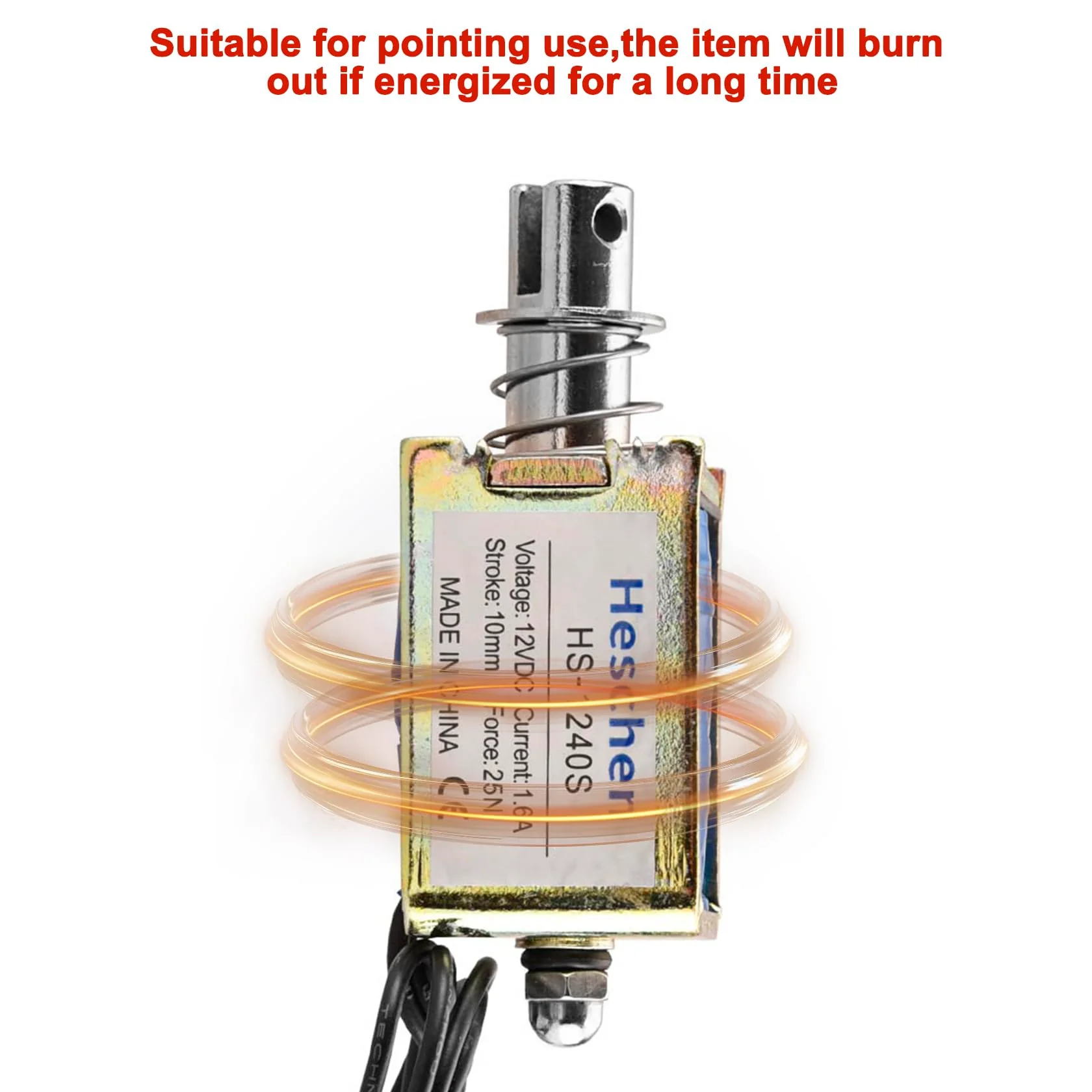 Hechen Solenoid Coil Electromagnetic Net HS-1240S DC12V 1.6A 25N 10mm Hub Push Pull Type Open Frame Door Lock - Image 3
