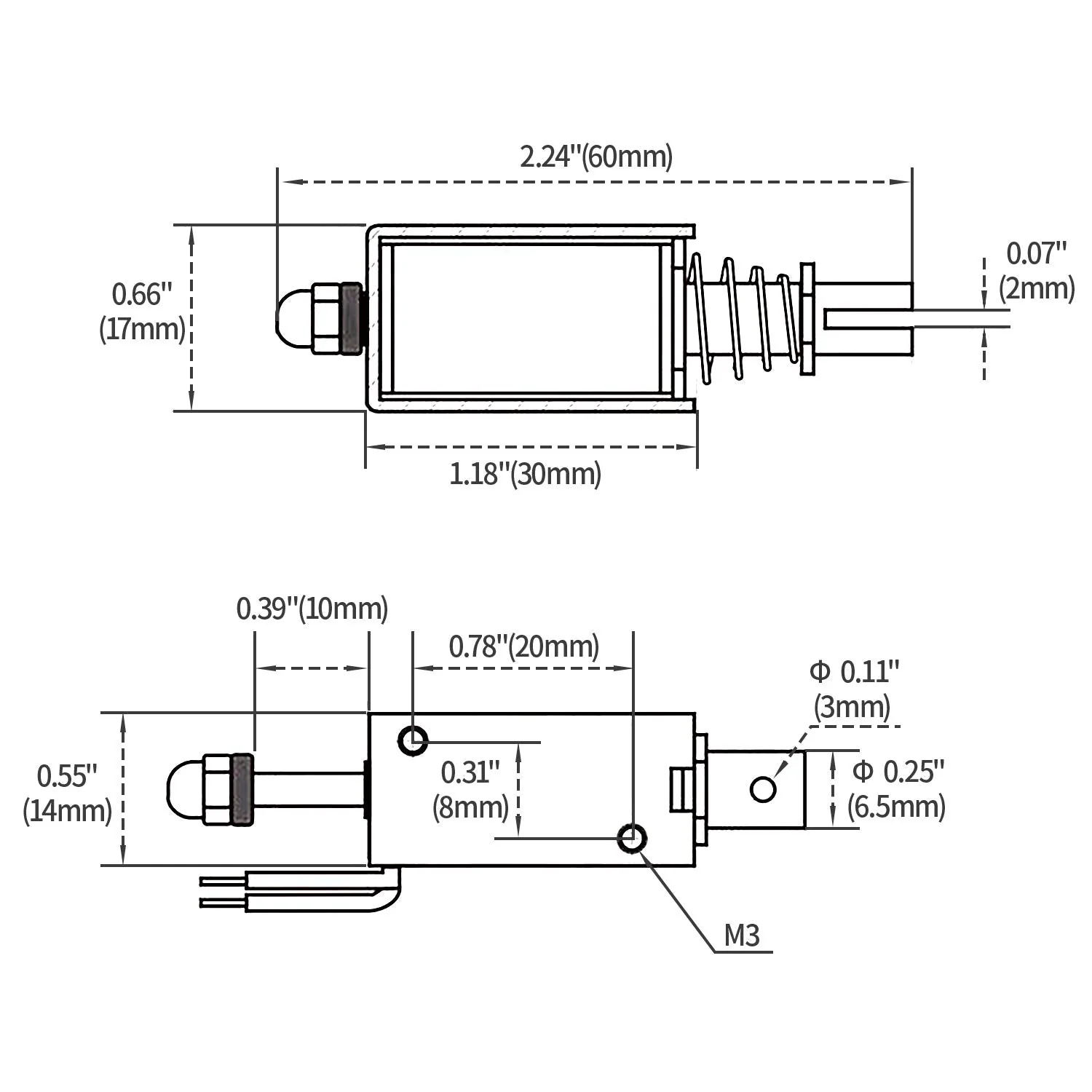 Hechen solenoid electromagnet HS-0730B DC 24V 500mA 5N 10mm stroke push pull type open frame - Image 2