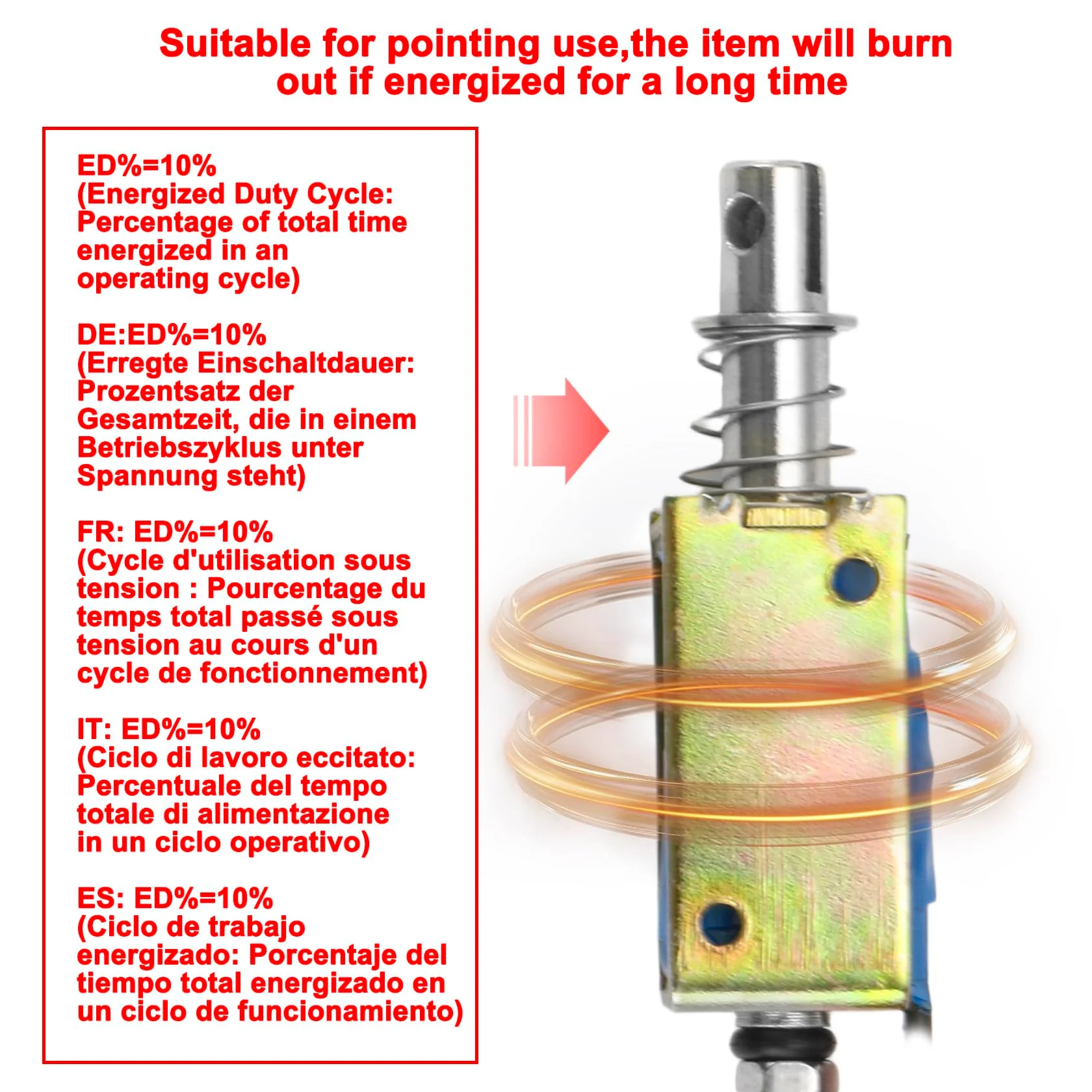 Hechen solenoid electromagnet HS-0730B DC 24V 500mA 5N 10mm stroke push pull type open frame - Image 4