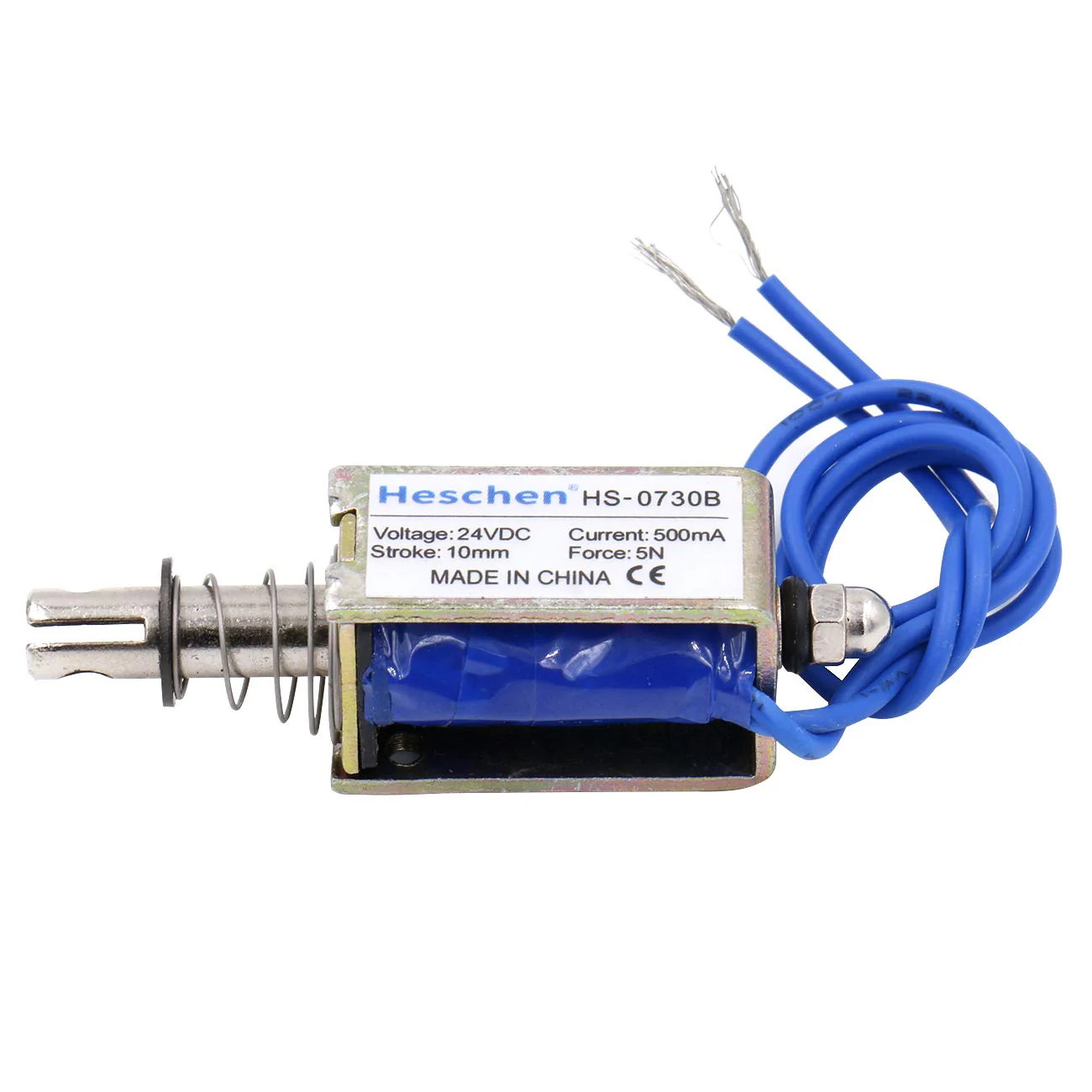 Hechen solenoid electromagnet HS-0730B DC 24V 500mA 5N 10mm stroke push pull type open frame - Image 5