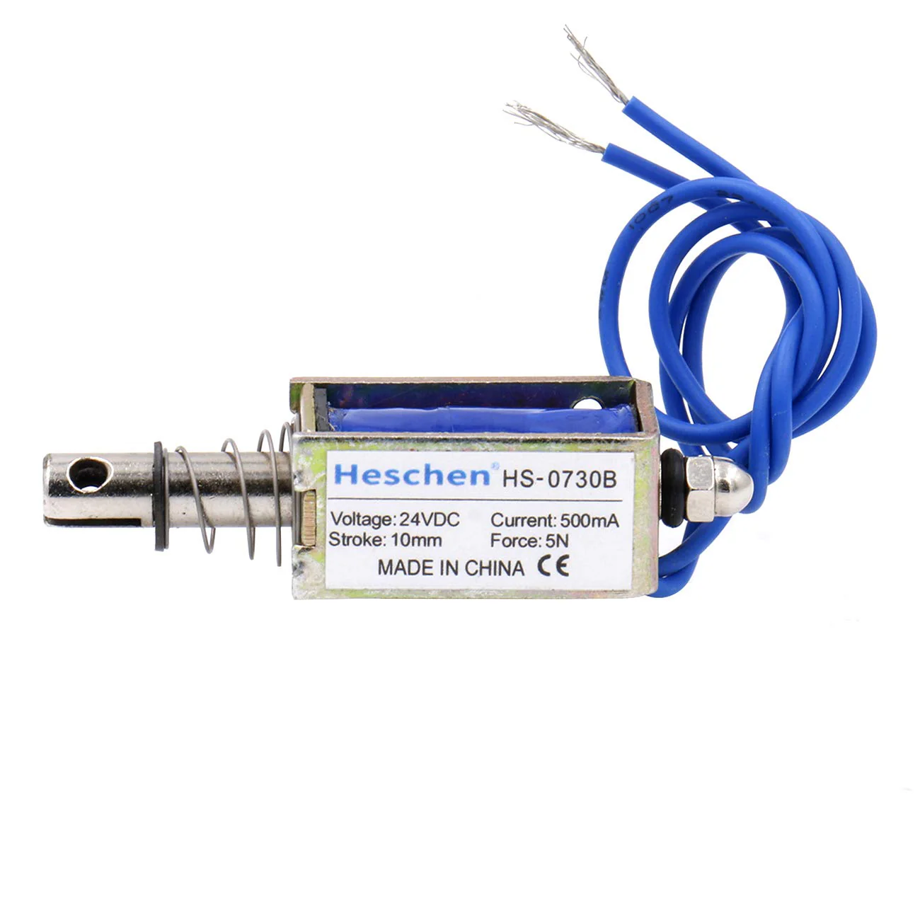 Hechen solenoid electromagnet HS-0730B DC 24V 500mA 5N 10mm stroke push pull type open frame - Image 7