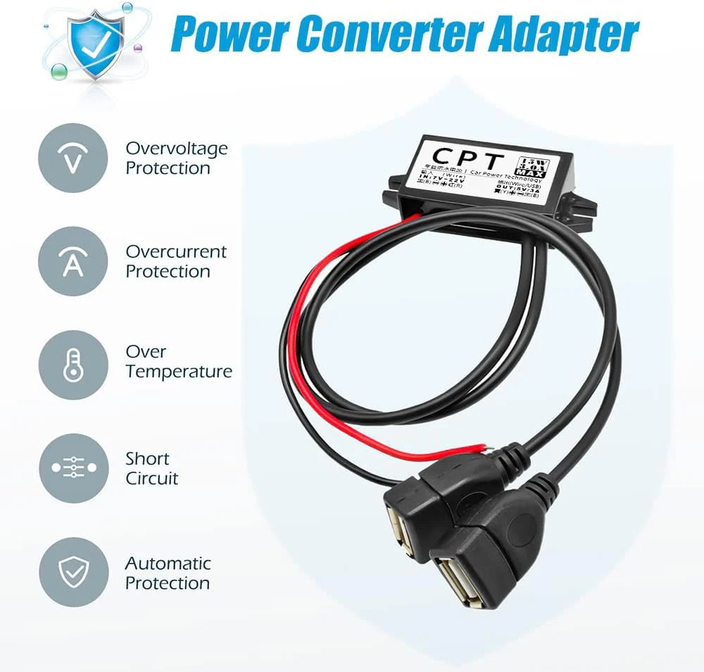 Heemol 12V to USB, 12V to 5V USB Adapter, Buck Converter Module 3A 15W DC to DC Car Power Converter Adapter (Dual USB) 1 Items - Image 5