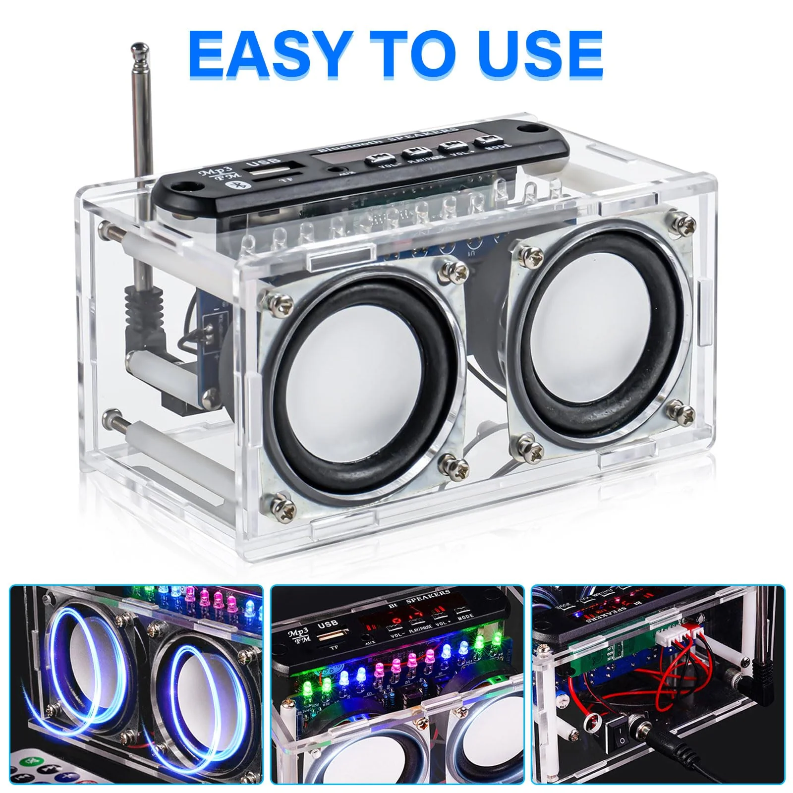 Heemol Electronic Soldering Kit, Radio Mini Amplifier, 87.5-108 MHz, DIY Kit, Amplifier, Bluetooth Speaker with Spectrum with LCD Display with Remote Control, Soldering Practice, Loose Parts - Image 6