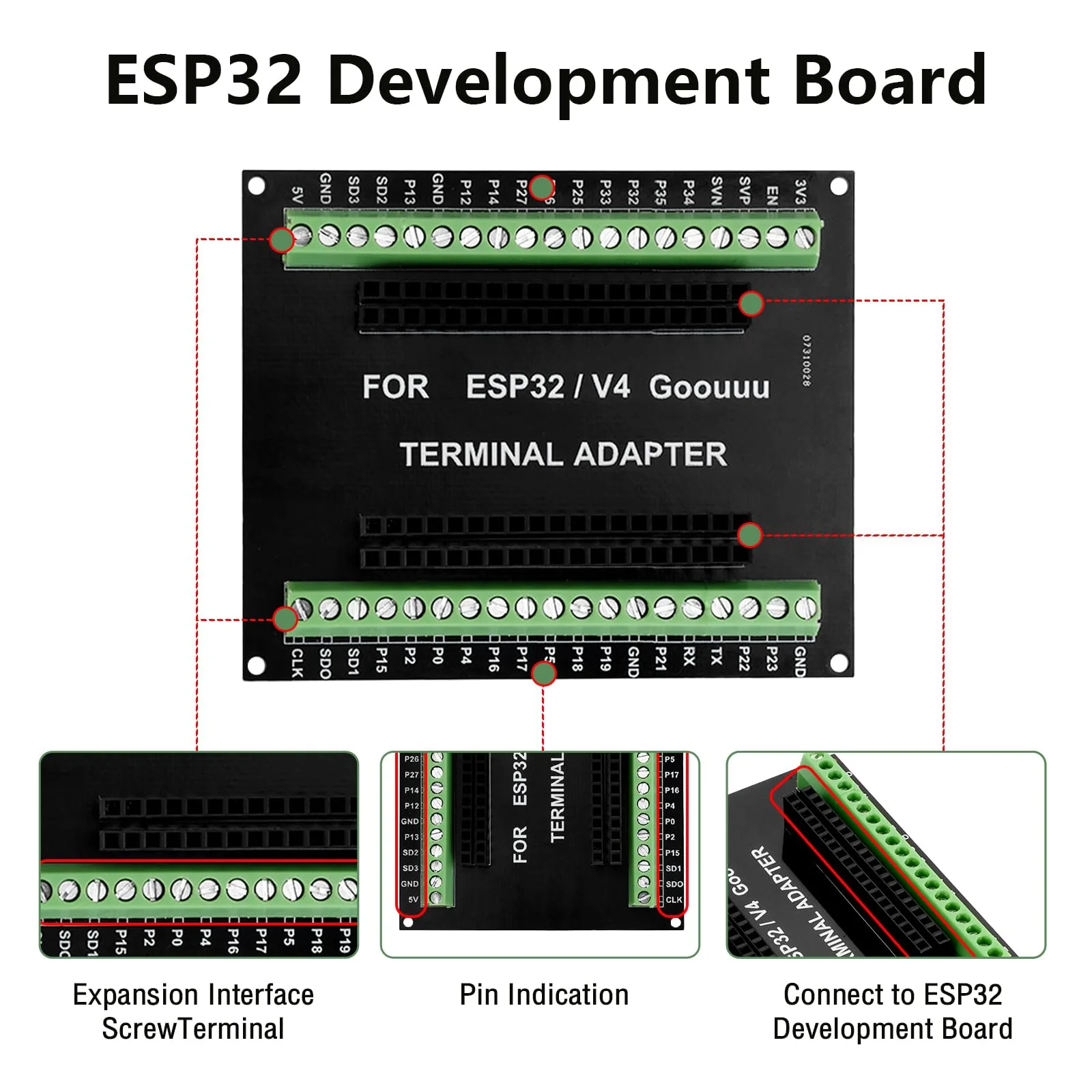 Heemol Pack of 3 for ESP32 GPIO Breakout Board for 38PIN 25.5mm for ESP32 Development Board Expansion Board for ESP32 Breadboard Breakout board x 3 - Image 2