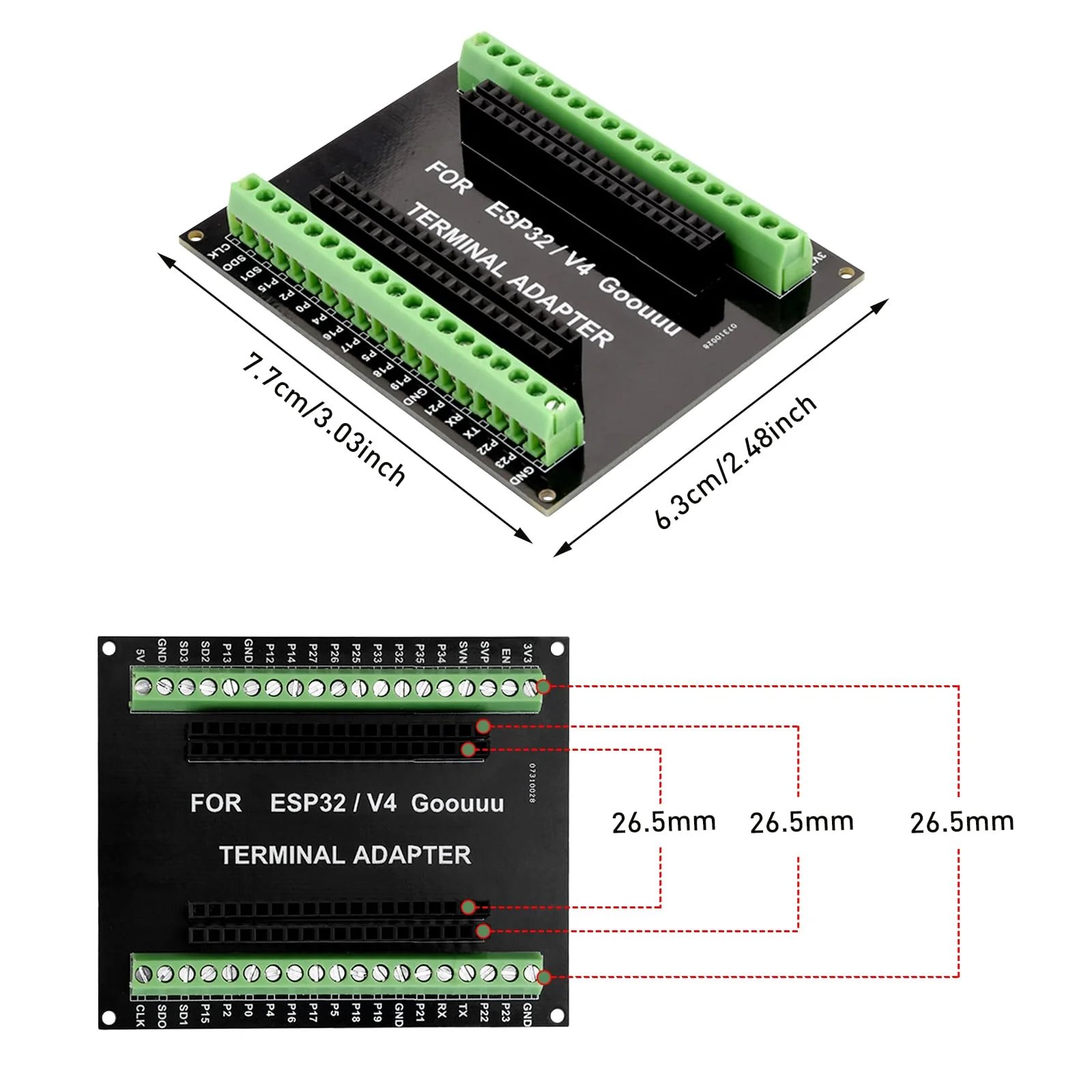 Heemol Pack of 3 for ESP32 GPIO Breakout Board for 38PIN 25.5mm for ESP32 Development Board Expansion Board for ESP32 Breadboard Breakout board x 3 - Image 4