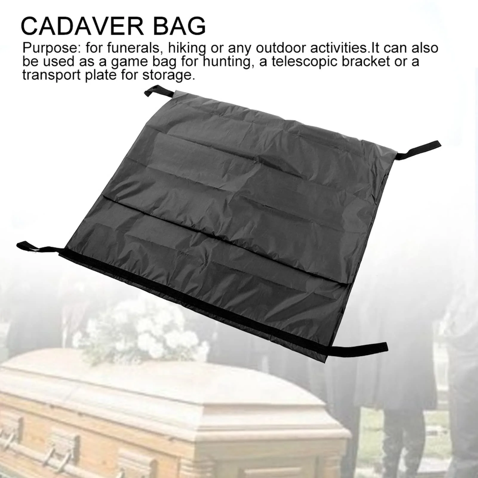 HEEPDD Body bag, black body bag for emergency, body bag made of Oxford fabric, 210D silver coated, waterproof bag with 4 side handles, zip in the (210 x 75 cm) - Image 6