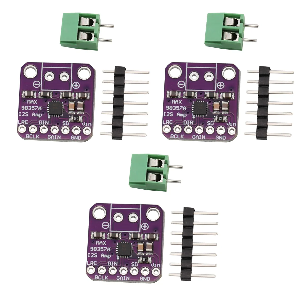 Heevhas MAX98357 Audio Power Amplifier Module I2S Class D Filterless Audio Amplifier Board for Raspberry Pi (Pack of 3)