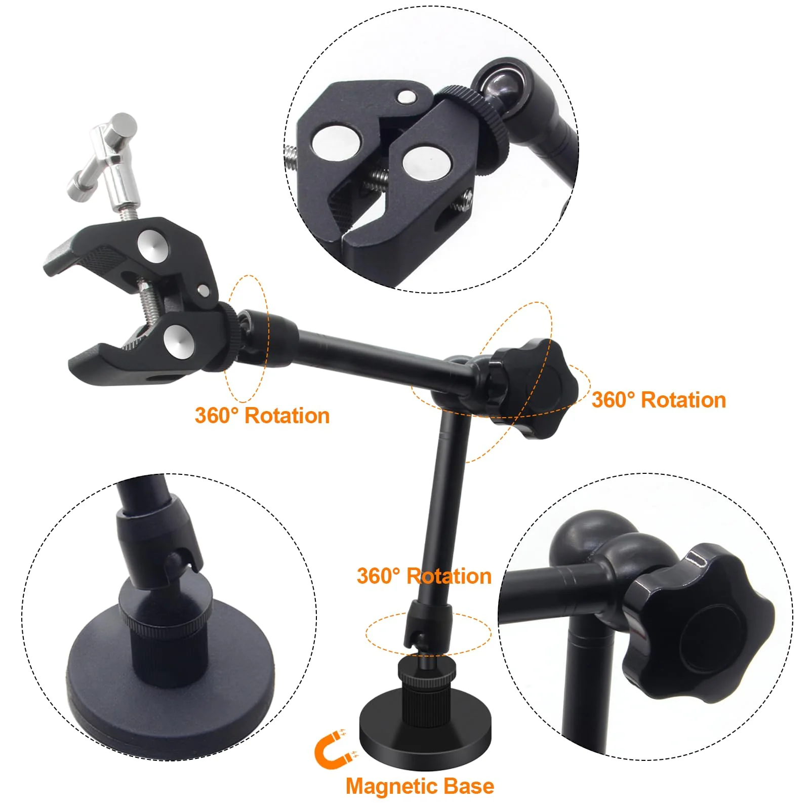 Helping Hands Soldering,360 Degree Rotation Hot Air Gun Frame, Camera Mounts Clamps Heat Gun Bracket Third Hand Tool for Soldering,Magnetic Helping Hands - Image 2