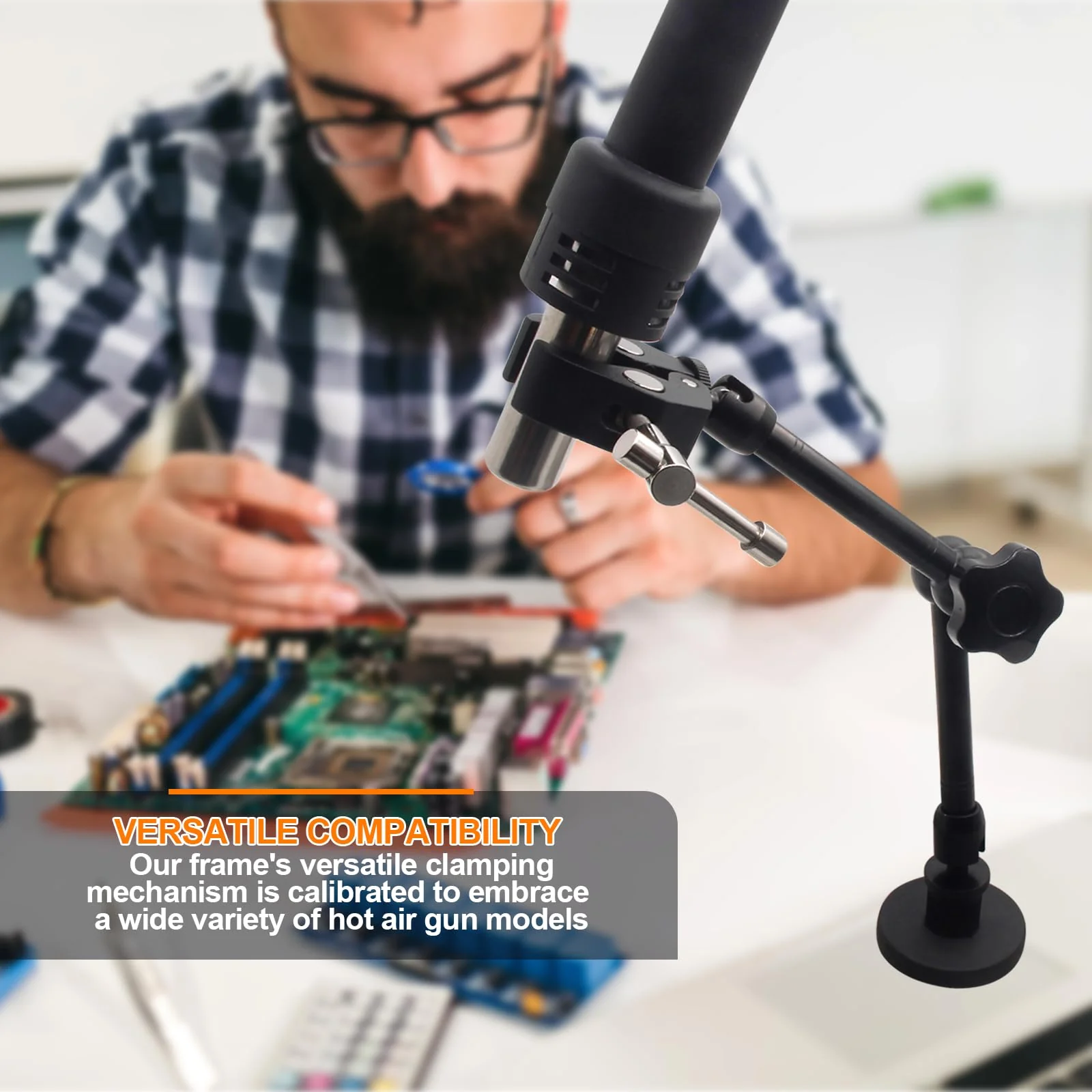 Helping Hands Soldering,360 Degree Rotation Hot Air Gun Frame, Camera Mounts Clamps Heat Gun Bracket Third Hand Tool for Soldering,Magnetic Helping Hands - Image 4