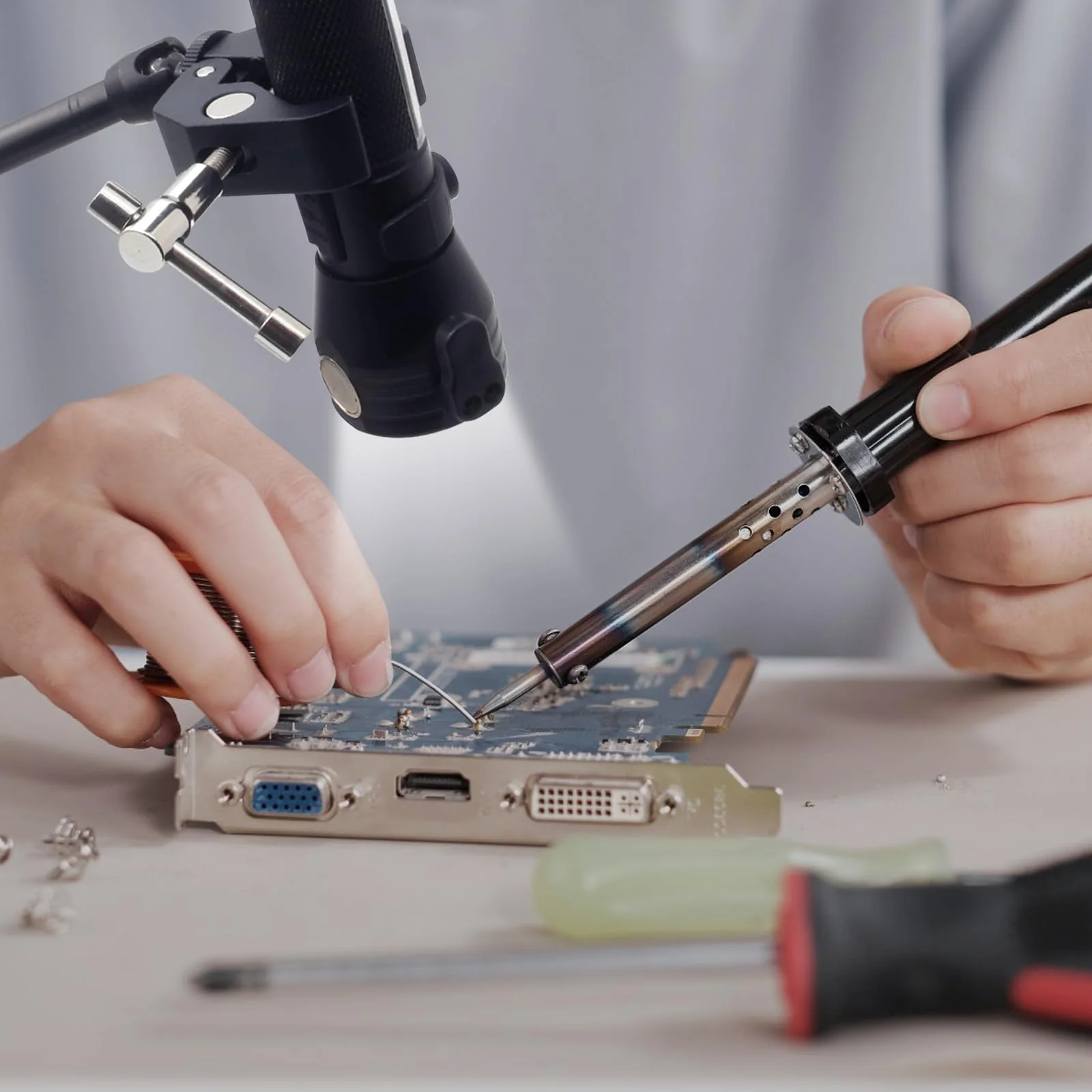 Helping Hands Soldering,360 Degree Rotation Hot Air Gun Frame, Camera Mounts Clamps Heat Gun Bracket Third Hand Tool for Soldering,Magnetic Helping Hands - Image 6
