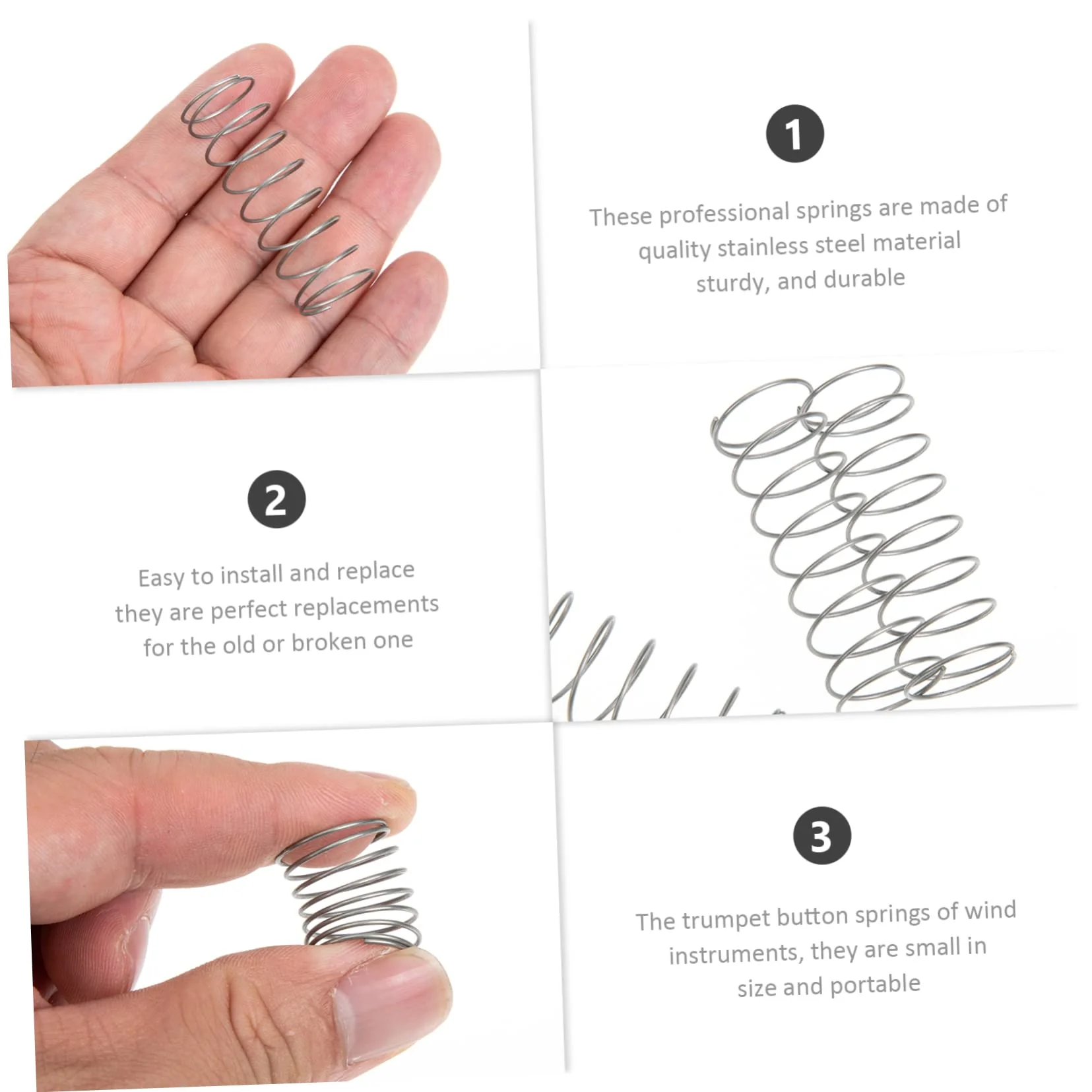 Hemoton 3pcs Durable Trumpet Springs Portable Button Spring Replacement for Trumpet Sturdy Convenient Accessories for Wind Instruments 4.9x1.7cm Silver - Image 5