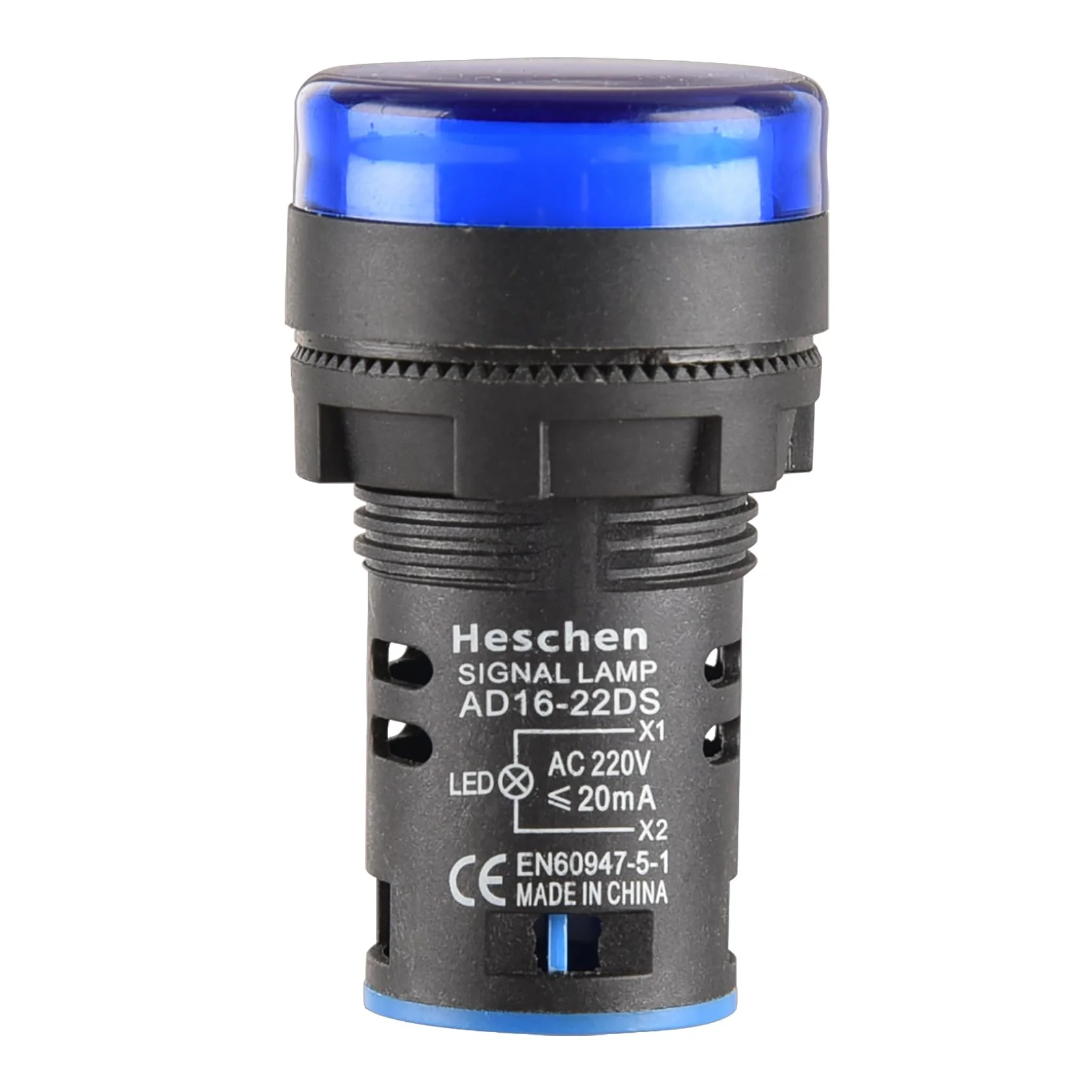 Heschen 22mm LED Indicator Light AD16-22D/S 220VAC 20mA Blue Light Color (Pack of 5) - Image 4