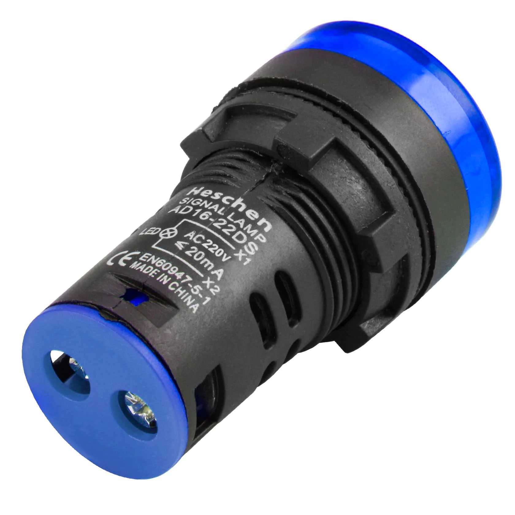 Heschen 22mm LED Indicator Light AD16-22D/S 220VAC 20mA Blue Light Color (Pack of 5) - Image 5
