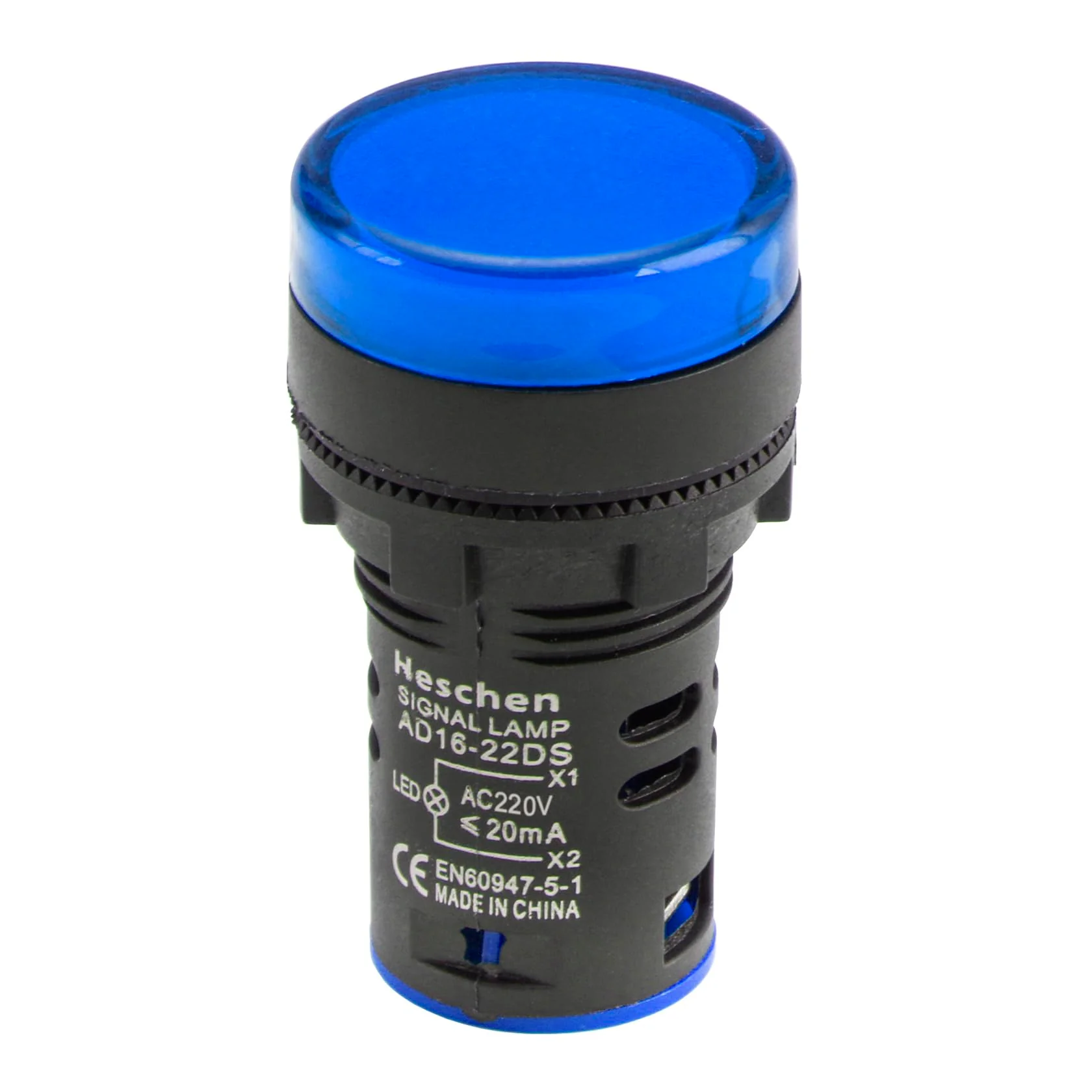 Heschen 22mm LED Indicator Light AD16-22D/S 220VAC 20mA Blue Light Color (Pack of 5) - Image 7