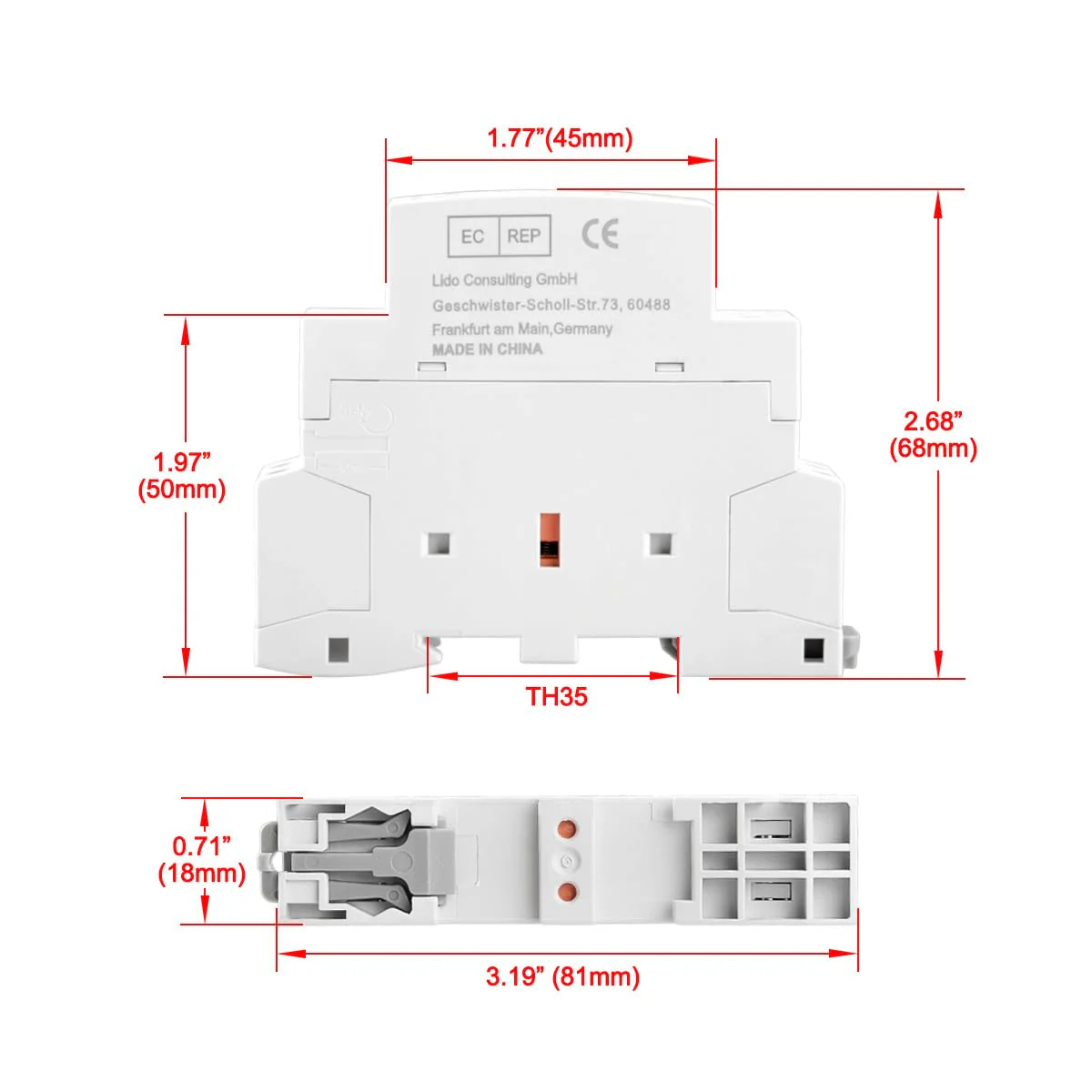 Heschen Household AC Contactor, CT1-16, Ie 16A, 2-Pole, Two Normal Open, DC 24 V Coil Voltage, 35 mm DIN Rail Mounting - Image 5