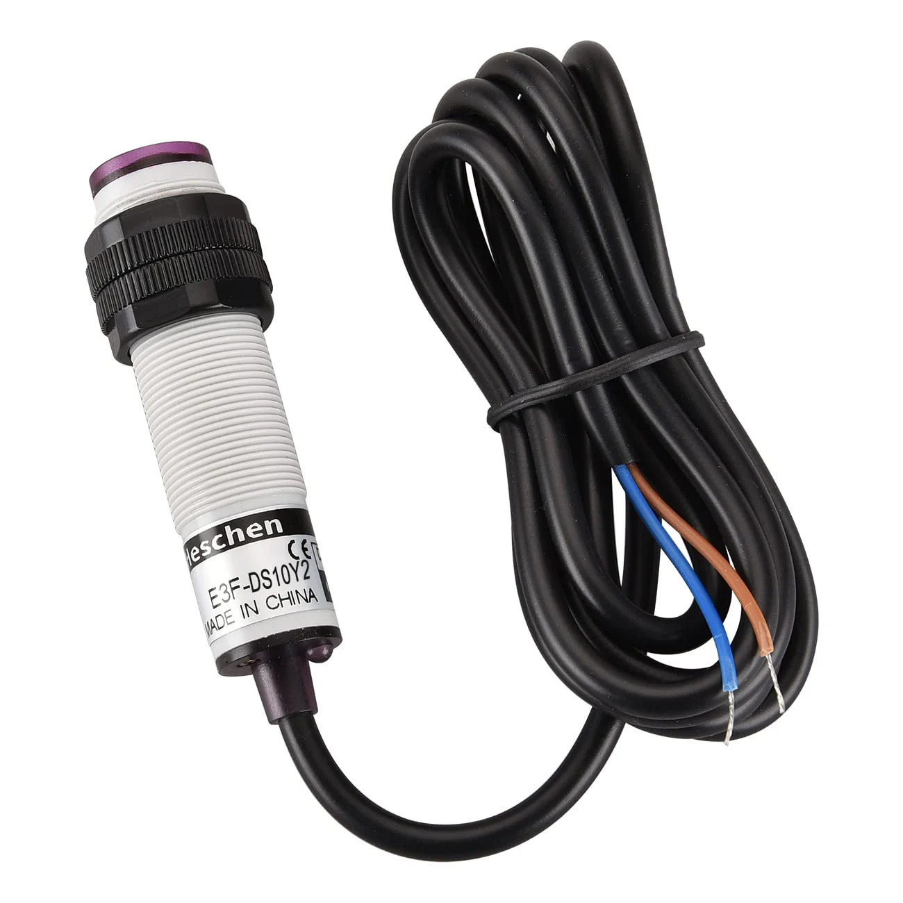Heschen M18 Column Infrared Photoelectric Proximity Switch, Diffuse Reflection Type, E3F-DS10Y2, Detection Distance 10 cm, 90-250VAC 400mA, Normally Closed (NC), 2 Wires - Image 2
